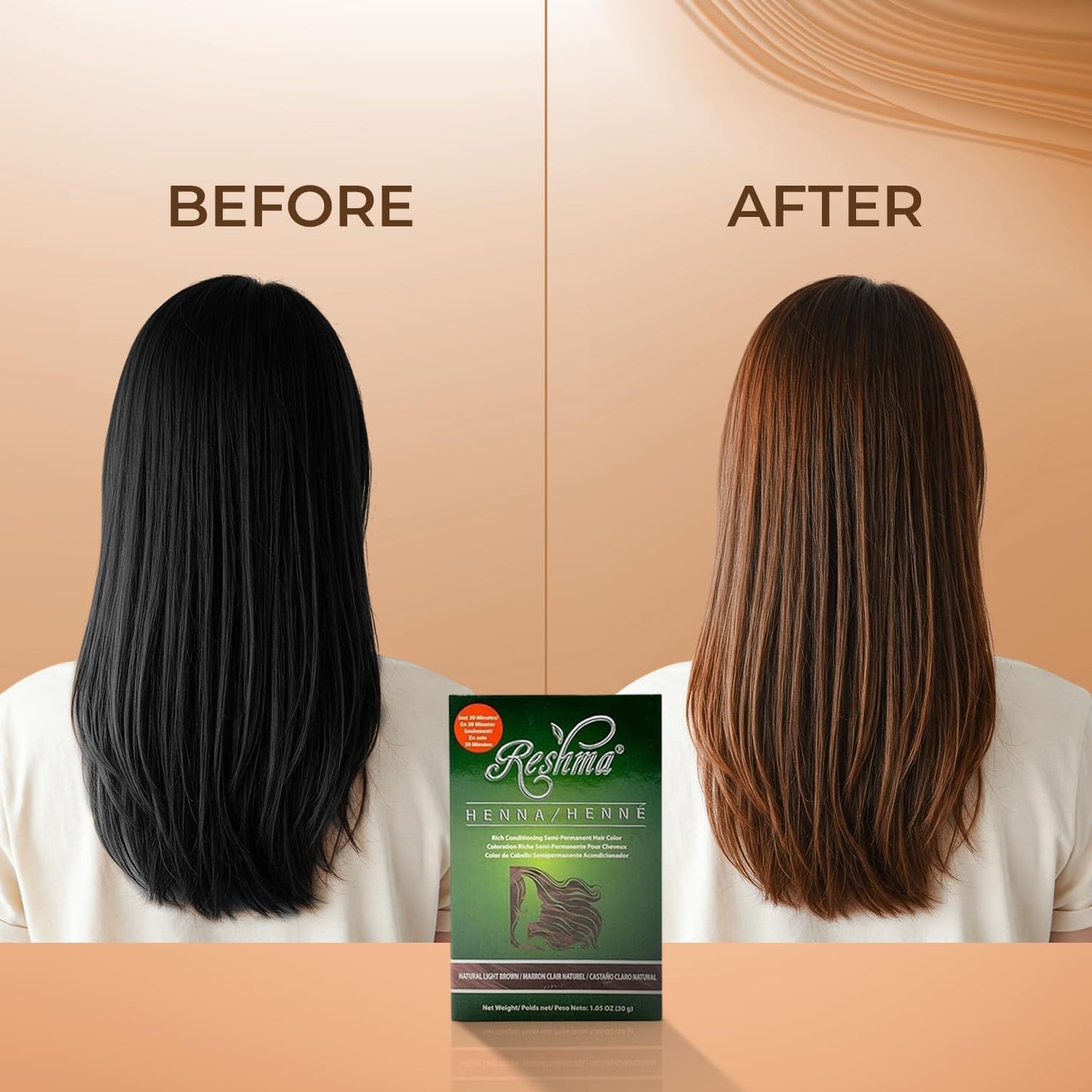 Reshma Beauty 30 Minute Henna Hair Color Infused with Plant-Based Lawsonia Inermis 100% Gray Coverage for Soft, Shiny Hair, Hair Dye-1.05 oz, Pack Beauty & Personal Care Reshma Beauty