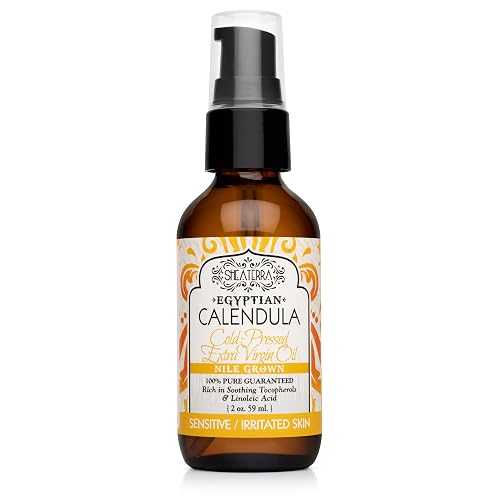Shea Terra Egyptian Calendula Cold-Pressed Extra Virgin Oil, All Natural & Organic Oil Packed with Skin-Calming and Purifying Properties to Soothe Beauty & Personal Care Shea Terra Organics