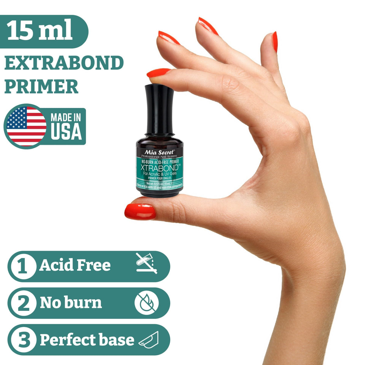 Mia Secret No Burn Acid Free Primer Xtra Bond Acrylic Uv Gel 0.5 Fl Oz