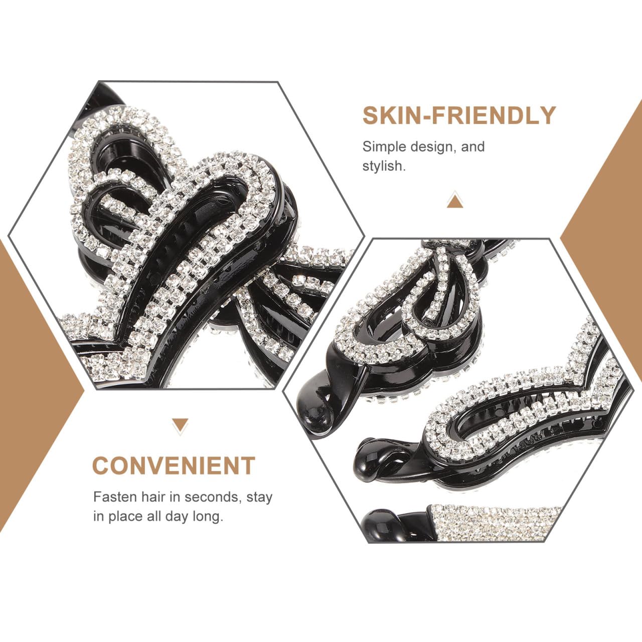 Beaupretty Diamond-in Banana Hair Clip 3 Pcs Rhinestone Hair Claw for Women Perfect for Updos and Everyday Styles Beauty & Personal Care Beaupretty