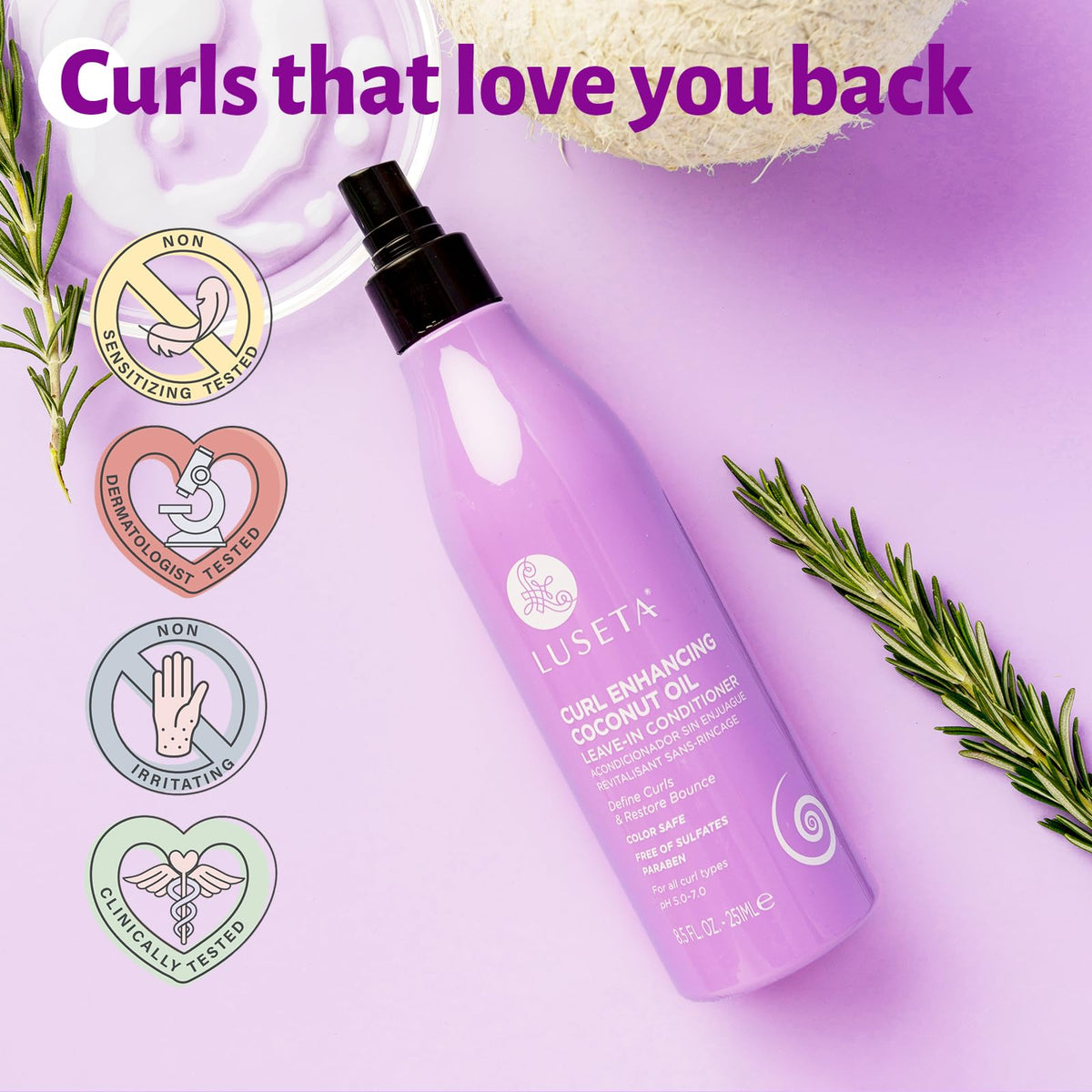 Luseta Curl Leave-In Spray with Coconut Oil?Frizz Control & Bounce, 8.5oz