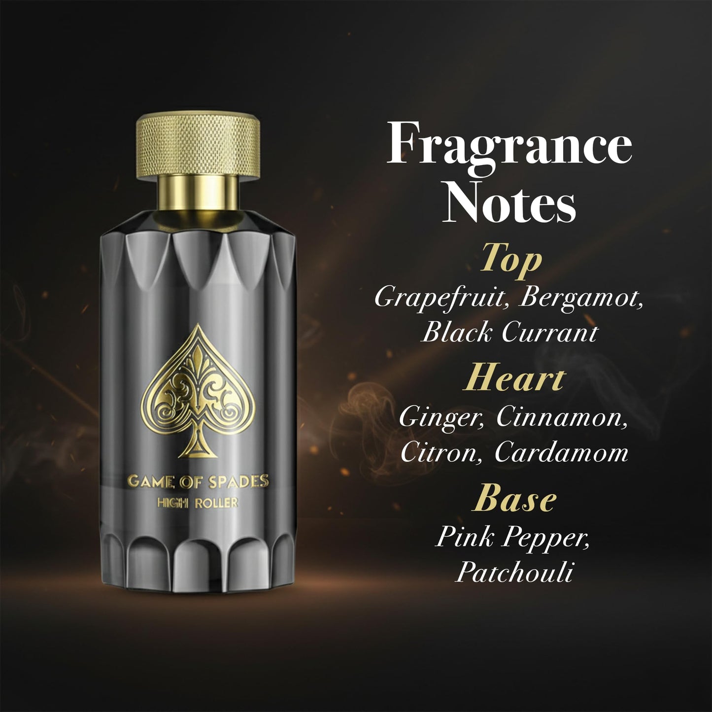 Jo Milano Game of Spades High Roller Parfum Spray | 3.4 oz (100ml) | Warm, Soft, Citrus, Oud, Patchouli Scent | Long Lasting Fragrance for Men Beauty & Personal Care Jo Milano