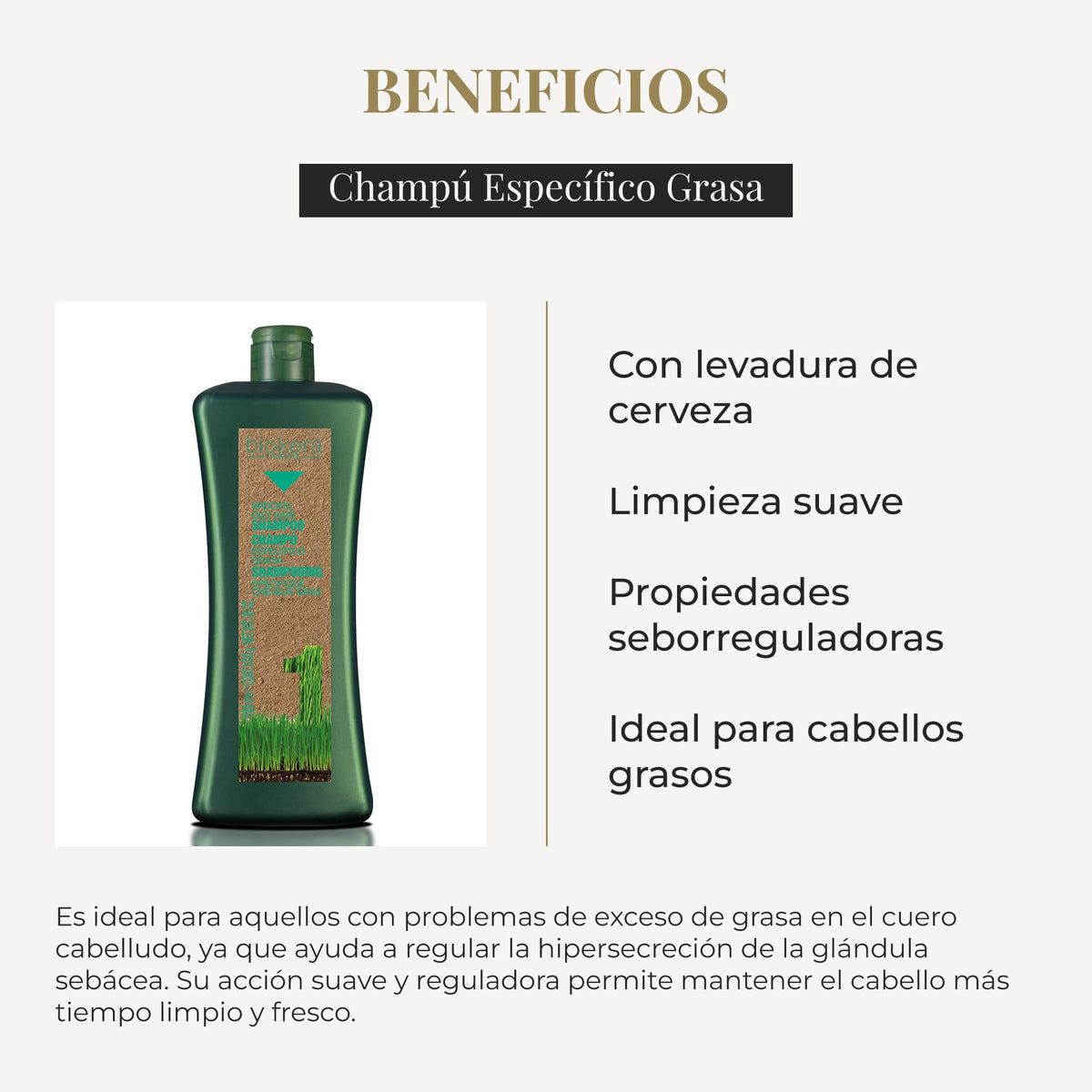 Salerm Cosmetics Biokera Natura Shampoo Specific Grease - 1000 ml