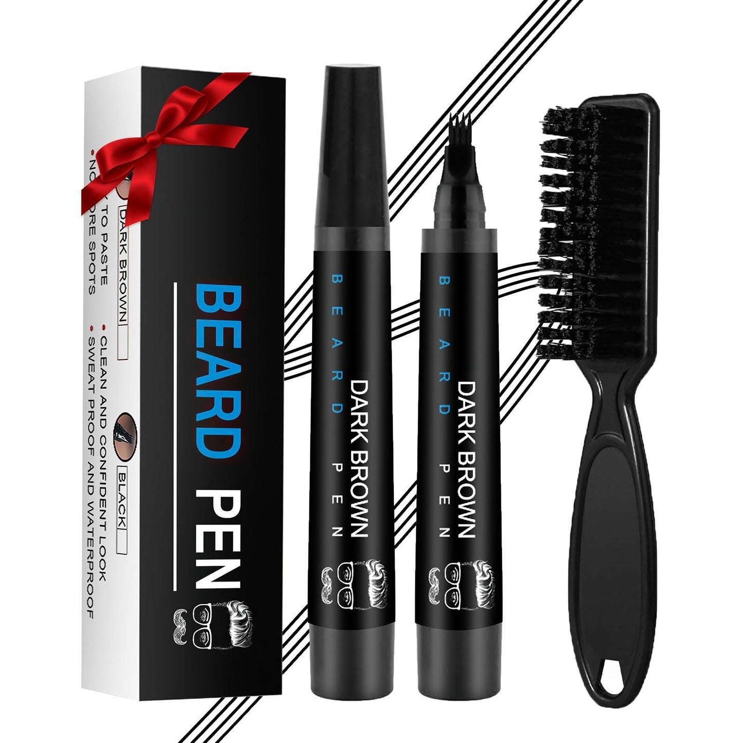 Beard Pencil Filler for Men Black - Beard Pen with Brush, Barber Pencil Smudge-proof & Water-proof Mens Grooming Kits Creating Natural Beard Color Beauty and Personal Care Ihrlpxkc
