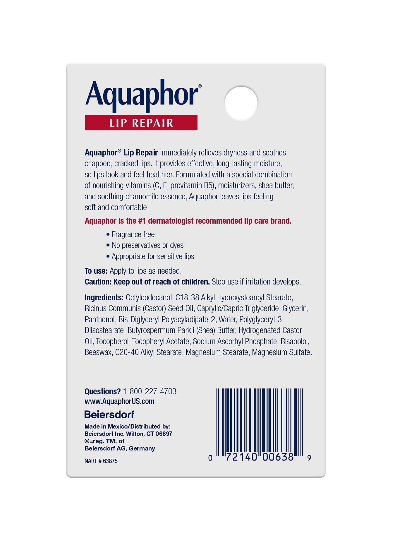 Aquaphor Lip Repair Dry, Chapped Lip Balm, 0.35 oz Beauty & Personal Care Aquaphor