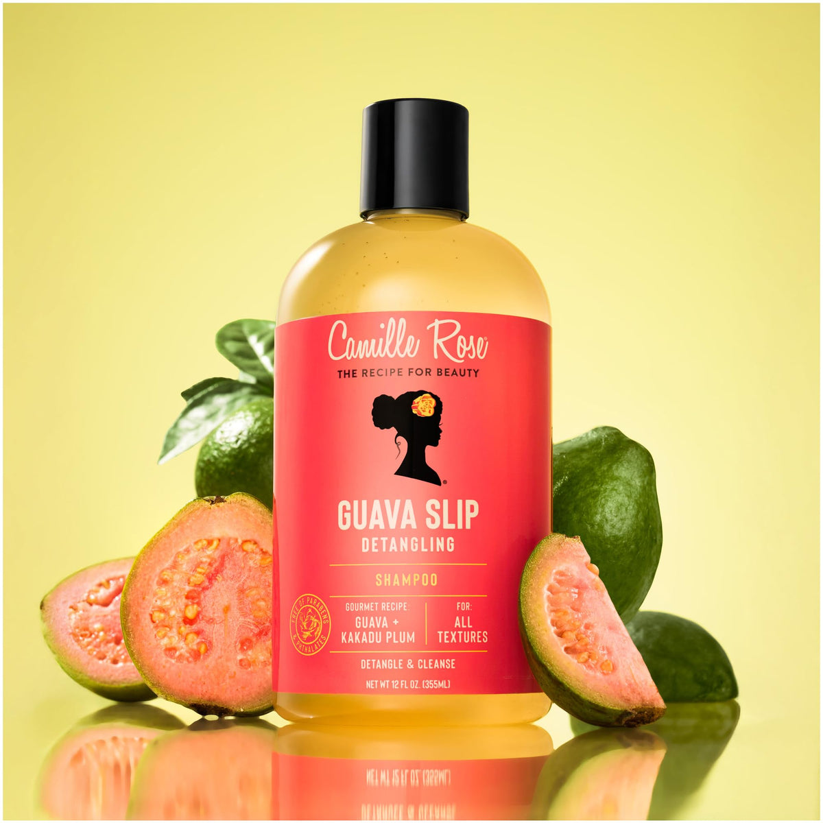 Camille Rose Shampoo, Guava Slip - Sulfate-Free Shampoo, Detangler for Textured, Coily, and Curly Hair, 12 Oz