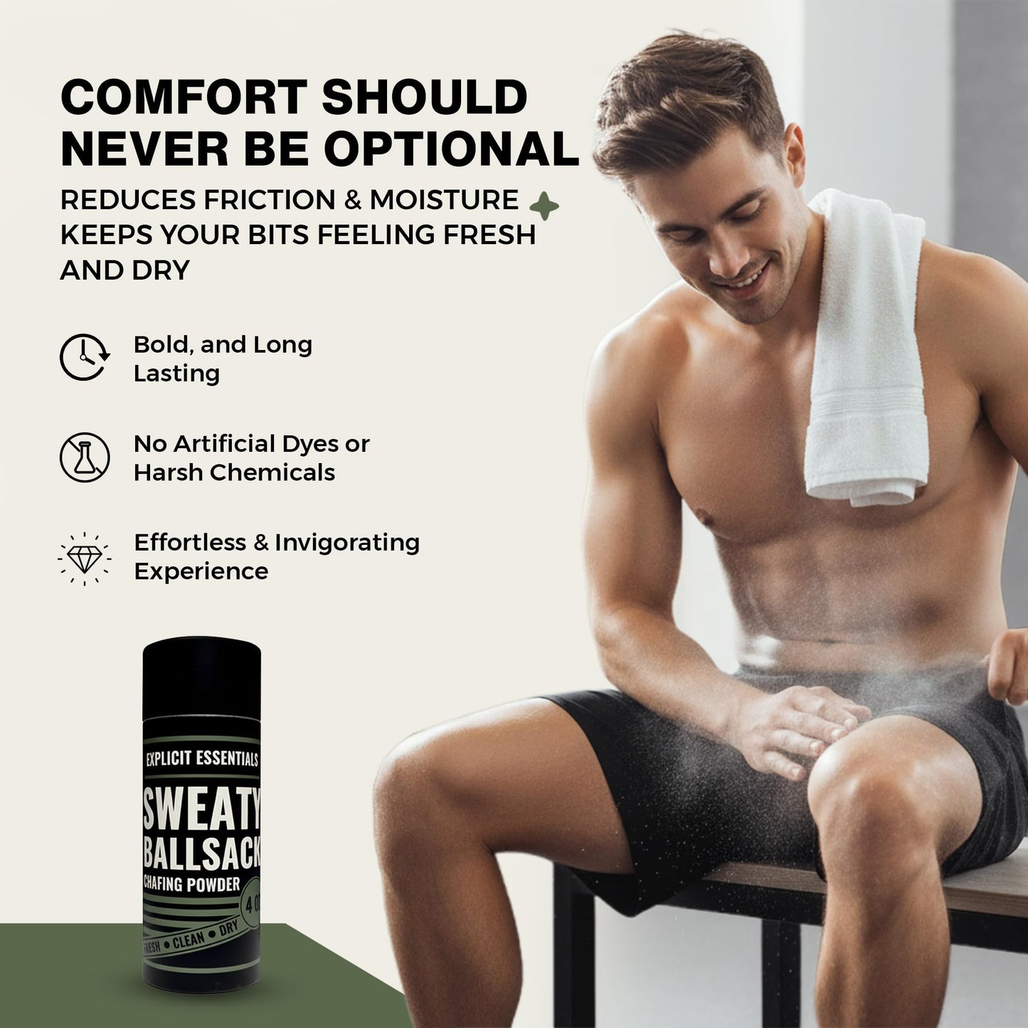 Explicit Essentials Ball Powder for Men - Sweat-Absorbing Groin Powder - Talc-Free Anti-Chafing for Men - Moisture Control, Odor Protection & Funny Beauty and Personal Care Explicit Essentials