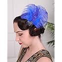 Aimimier 1920s Headpiece Flapper Royal Blue Feather Hair Clip Crystal Roaring 20s Prom Party Festival Hair Accessories for Women Beauty & Personal Care Aimimier