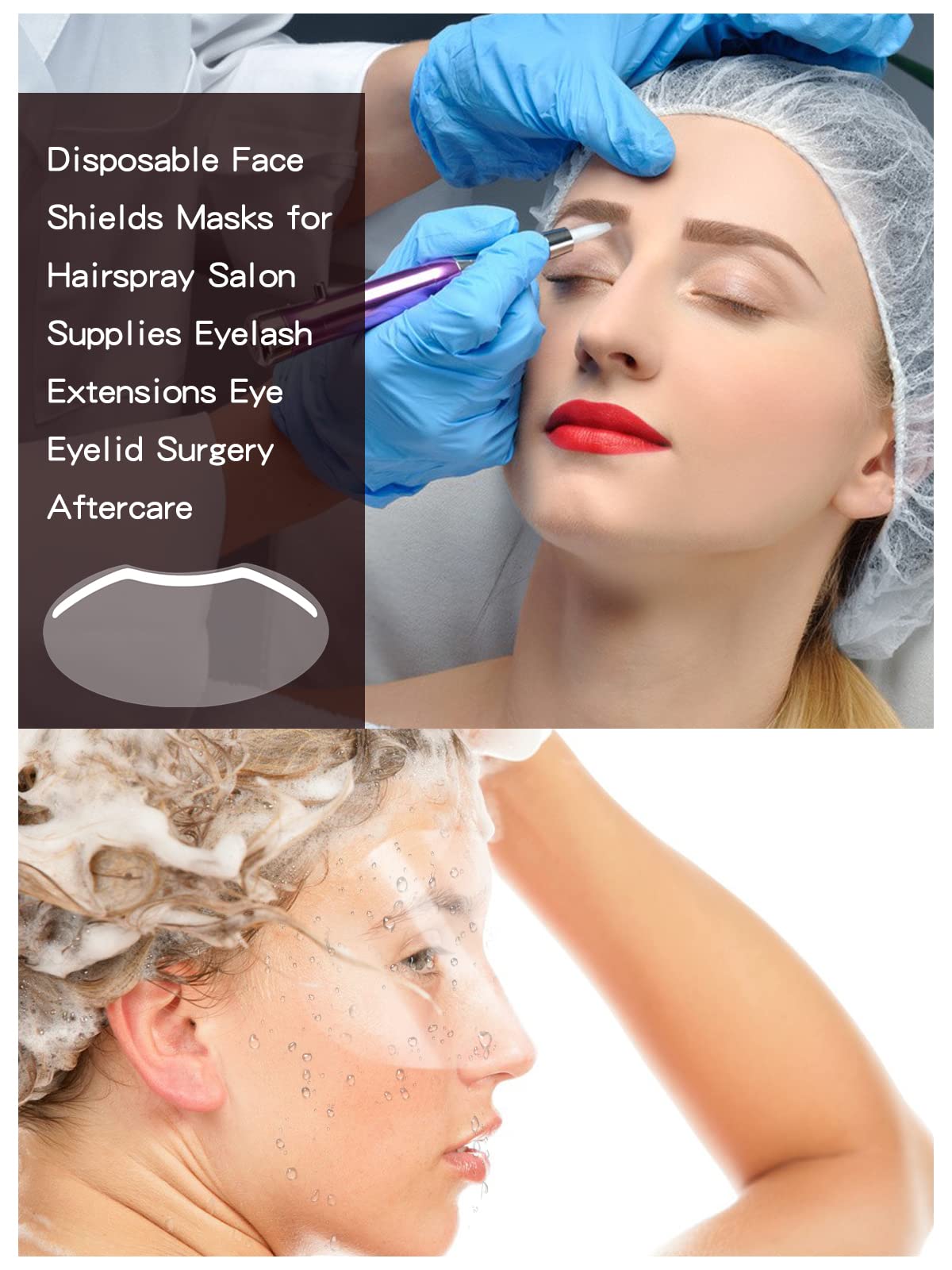 100 PCS Microblading Makeup Shower Face Shields Visors, Disposable Face Shields Masks for Hairspray Salon Supplies and Eyelash Extensions Eye Eyelid Beauty & Personal Care EBANKU