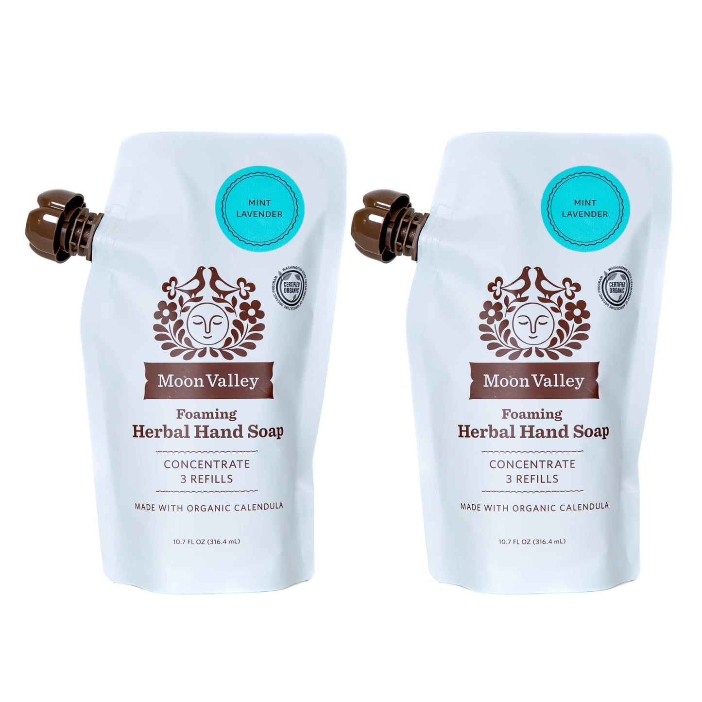 Moon Valley Foaming Hand Soap Refill Pouch, Two-Pack Mint Lavendar Soap, Vegan and Non-GMO, Environmentally Friendly Option Beauty & Personal Care Moon Valley Organics