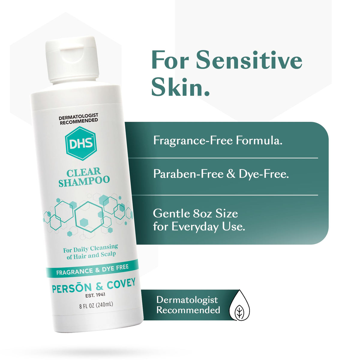 DHS Clear Shampoo - Women’s and Men’s Shampoo for Sensitive Skin/Unscented, Cleans Hair and Treats Dry Scalp/Irritant-free, Paraben-free Beauty & Personal Care DHS