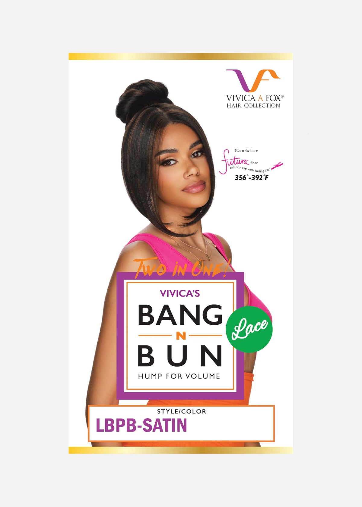 Vivica A. Fox Hair Collection LBPB-SATIN, Bang & Bun, Quick and Easy Lace, Ponytail Bun and Lace Bangs (Dark Brown 2)