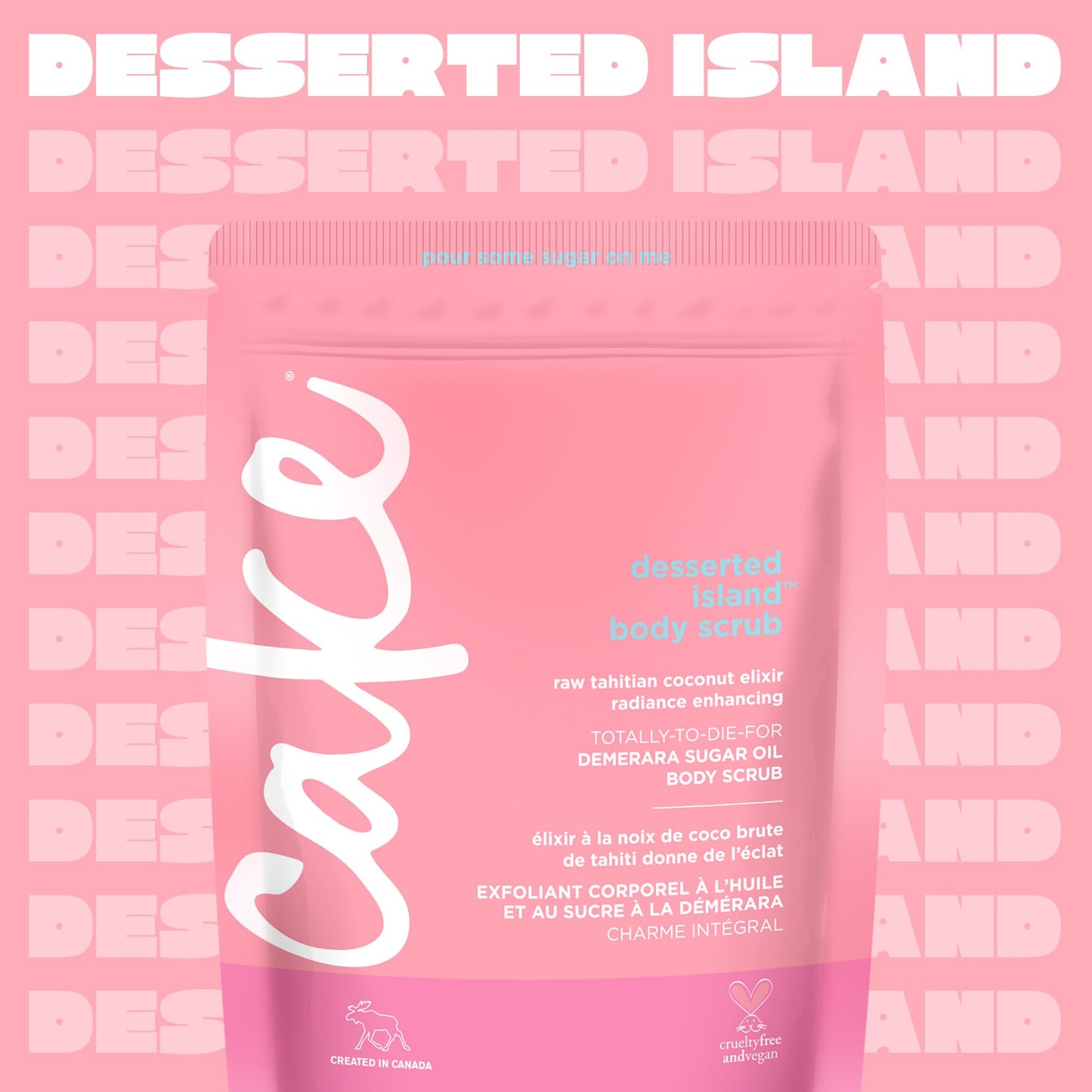 Cake Beauty Desserted Island Vegan Body Sugar Scrub - Shea Butter, Demerara Sugar & Coconut Oil - Gentle Exfoliating Hand, Leg, Foot & Body Sugar Soap Beauty & Personal Care Cake Beauty