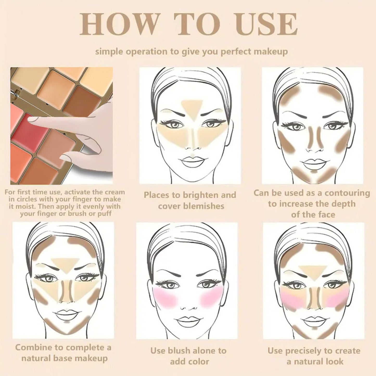 12-Color Cream, 2-in-1 Concealer & Contour Cream for Refined Makeup Beauty & Personal Care JUDEWY