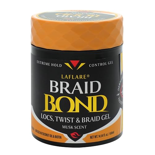 Laflare 430 ml Braid Bond Gel Bulk Extreme Hold for Natural & Kids Hair, Vegan, Nourishing, Braiding Hair, Twist Hair (Musk) Beauty & Personal Care Laflare