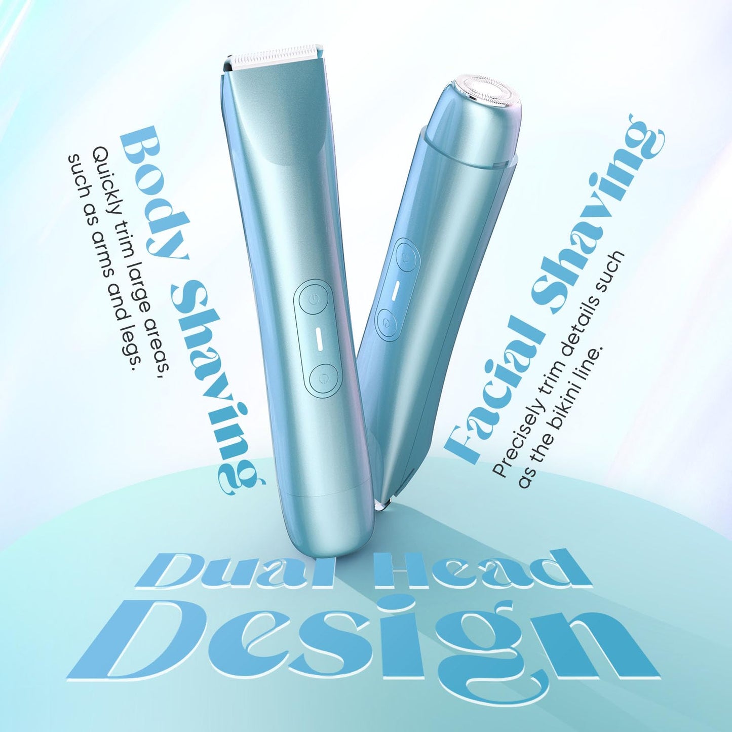 Bikini Trimmer for Women, 2 in 1 Dual Head Electric Razors, IPX7 Waterproof & Painless Shaver, Cordless Pubic Hair Trimmer for Leg Face Underarm Body Beauty and Personal Care RICAF