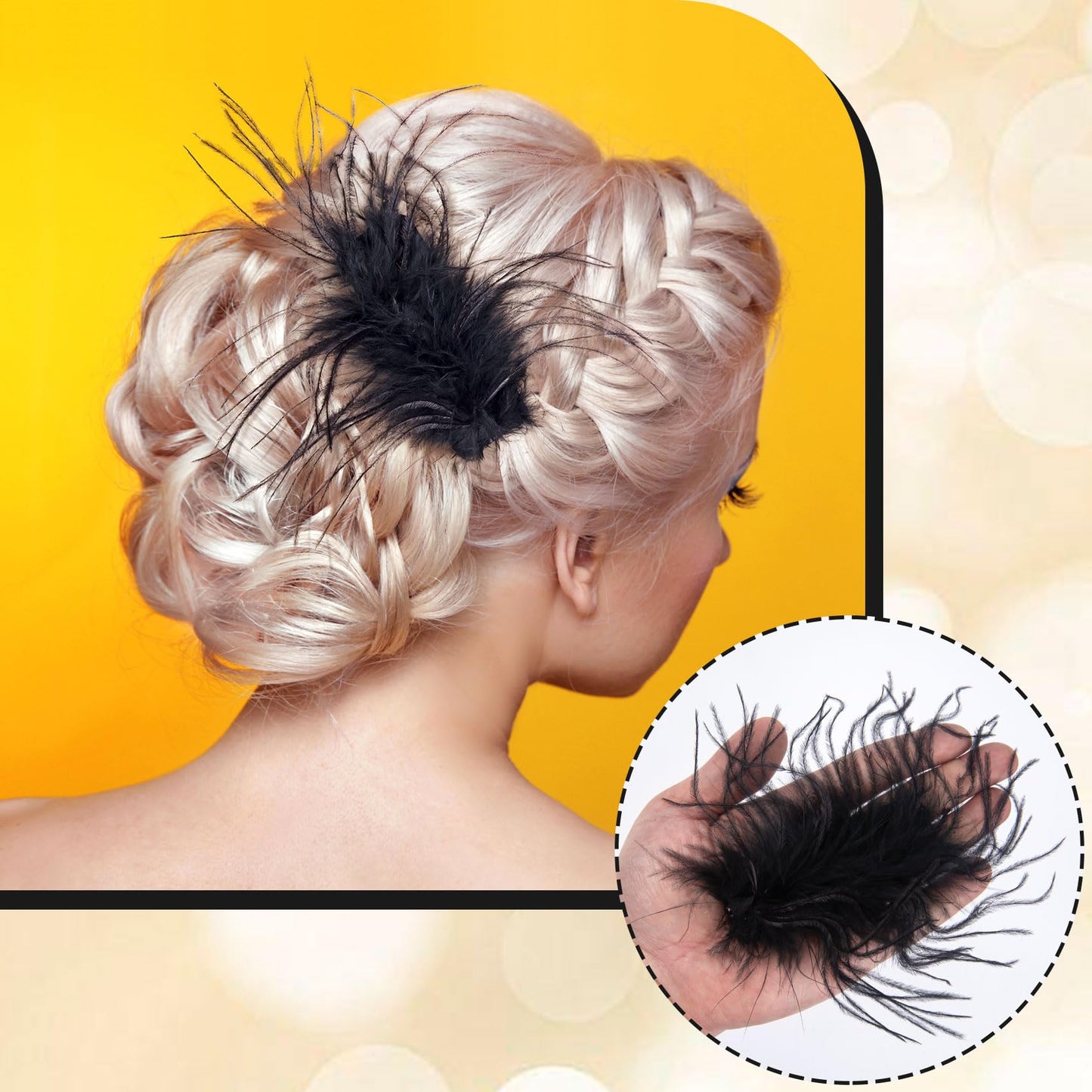 OIIKI 2Pcs Black Ostrich Hair Clip, Feather Hairgrip Retro Hair Jewelry Accessories for Women Bride Party Festival Valentine Wedding Engagement Beauty & Personal Care OIIKI