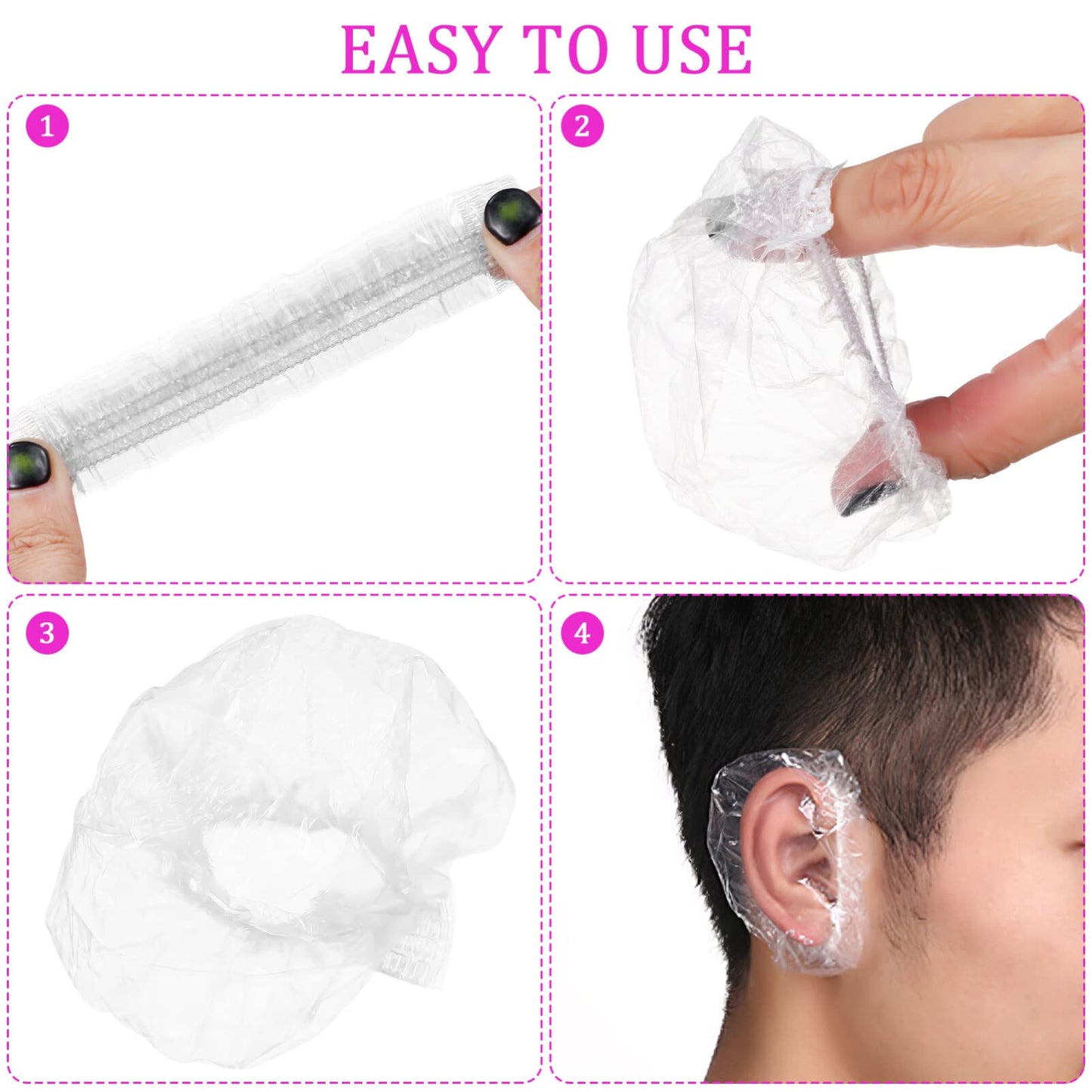 Hairdressing Ear Caps 4 Pairs Silicone Ear Covers 100pcs Disposable Ear Shower Caps Hairdressing Dye Coloring Earmuffs for Salon Home Hair Dye Salon Beauty and Personal Care Beaupretty