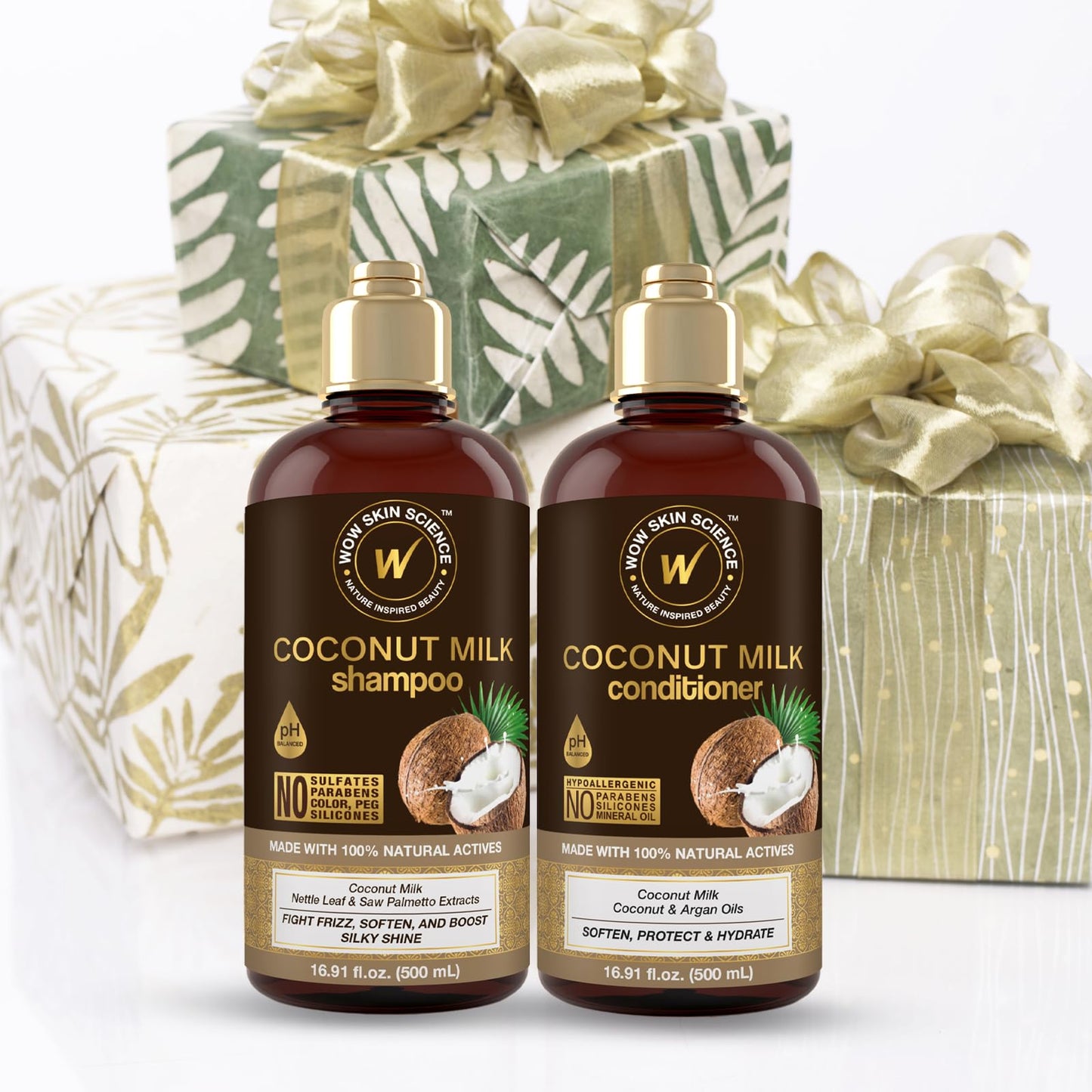 WOW Skin Science Coconut Milk Shampoo and Conditioner Set - Shampoo & Conditioner for Curly Hair - Paraben Sulfate Free - 33.82 Fl Oz Beauty & Personal Care WOW Skin Science