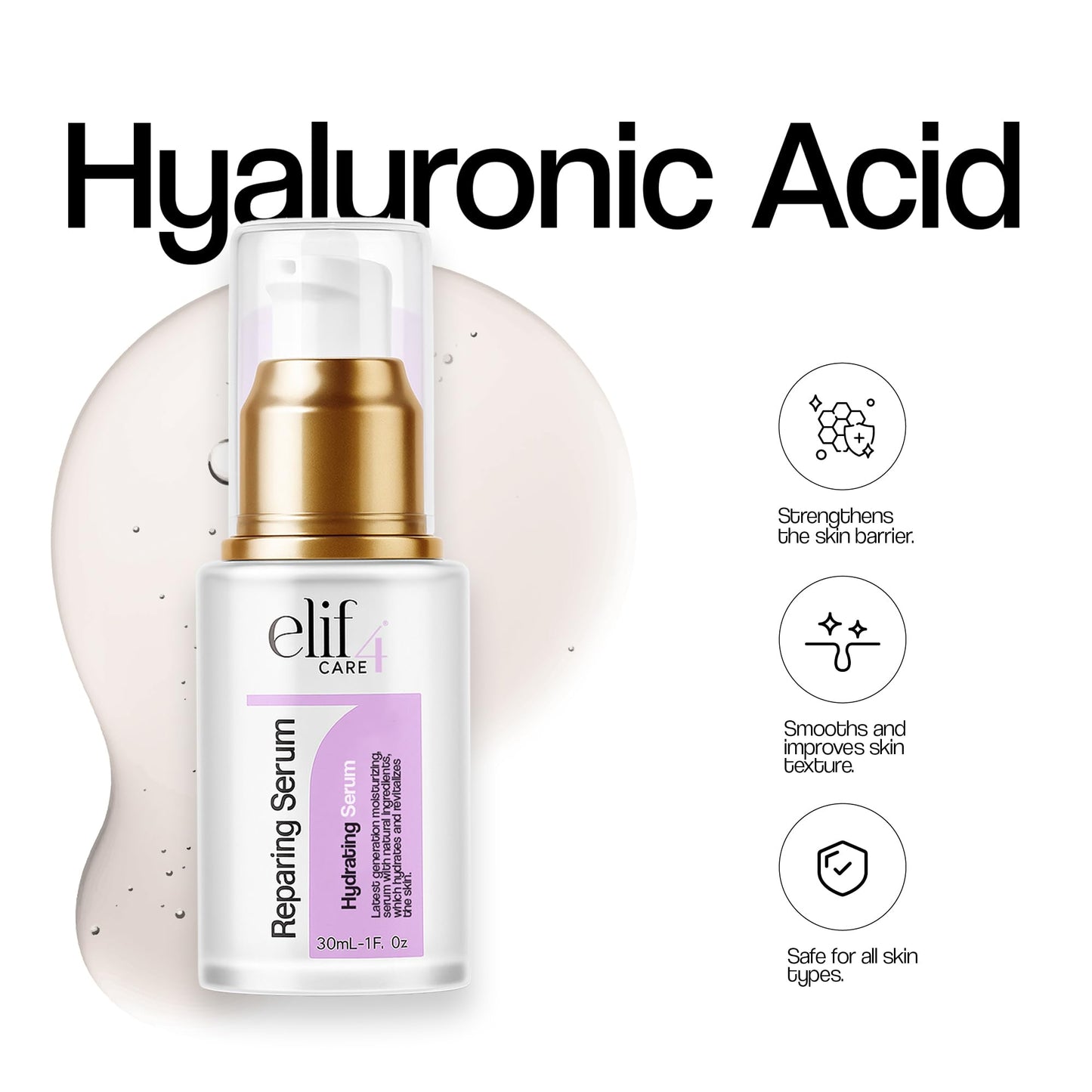 Elif4 care Repairing Hyaluronic Acid Serum - Deep Hydration & Anti-Aging Face Serum - Multi-Molecular HA, sensitive skin, rosacea skin, Boosts Beauty & Personal Care ELIF4 CARE
