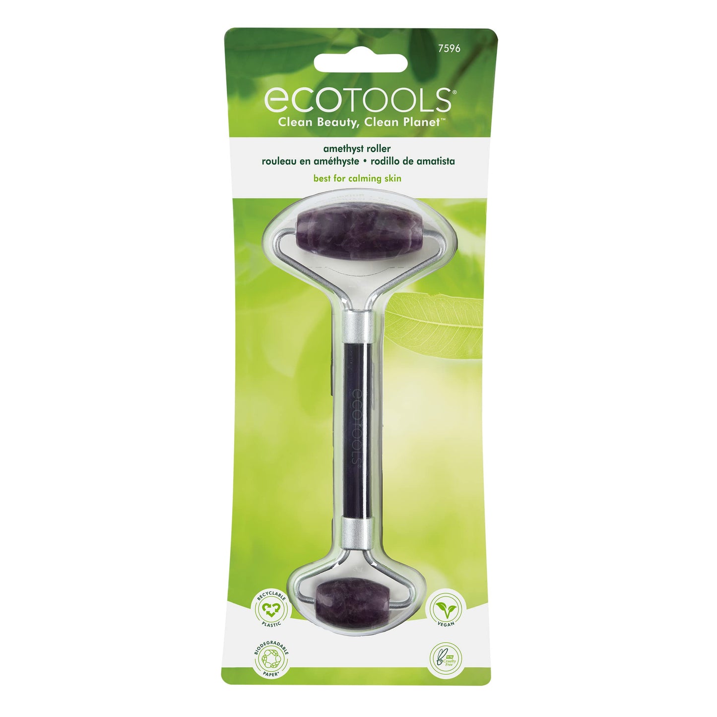 EcoTools Amethyst Facial Roller, Real Stone Face Roller & Massager, Skincare & Sculpting Tool, Reduces Puffiness & Dark Circles, Eco-Friendly Beauty Beauty & Personal Care EcoTools