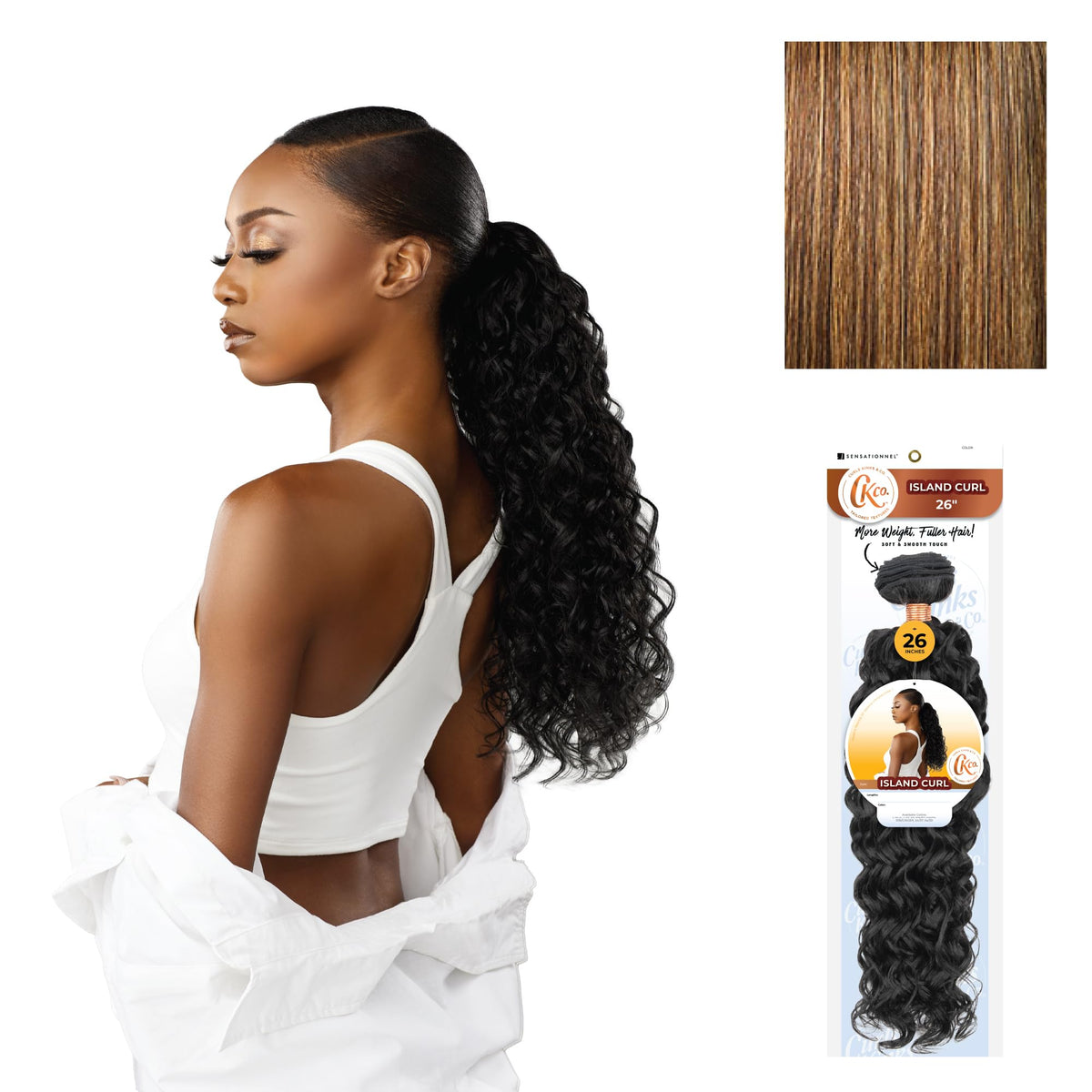 Sensationnel Curls Kinksandco Synthetic Bundles-Island Curl,26 inch, S4/27