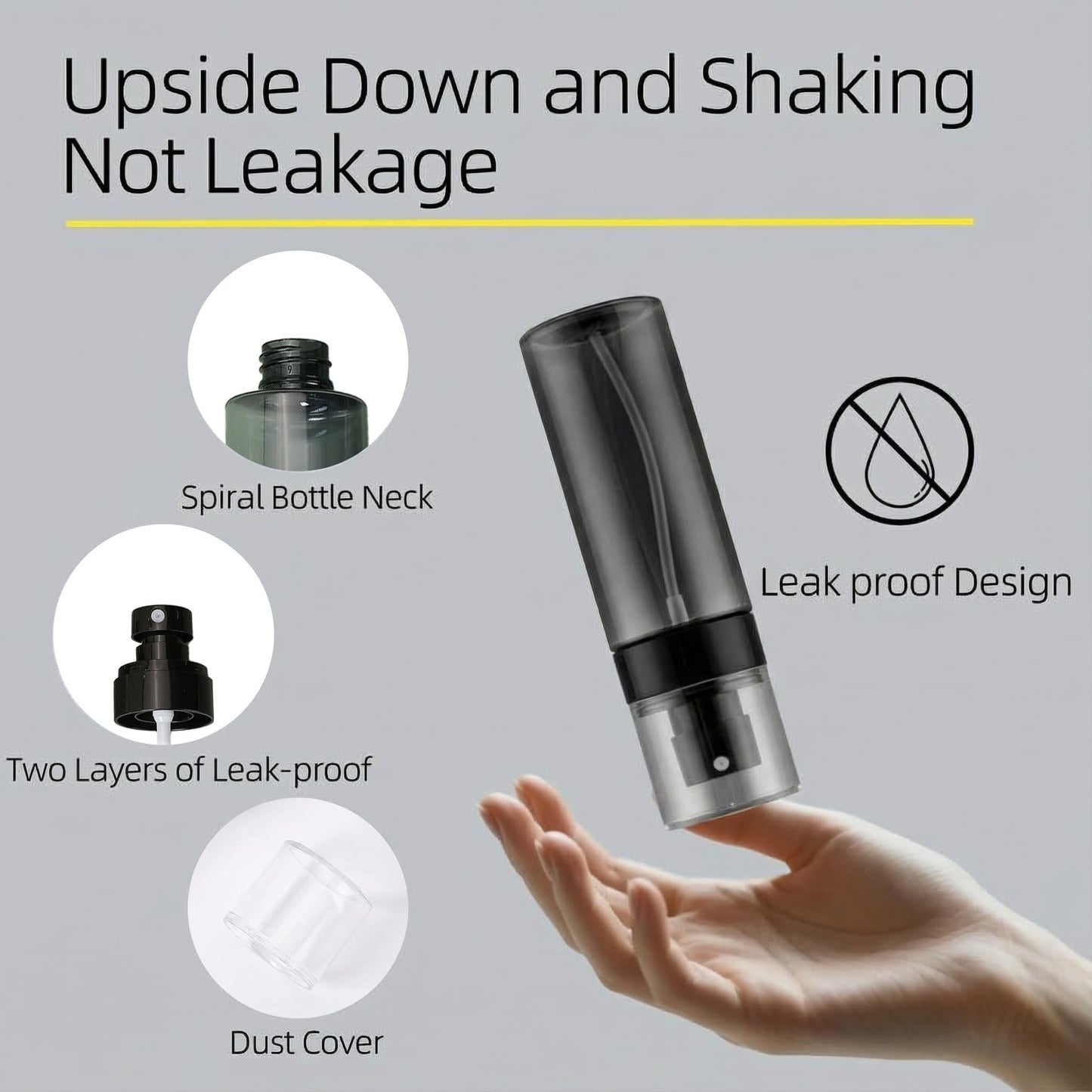JUNIPLTER 3 Pack Spray Bottles 2oz / 60ml, Fine Mist Small Spray Bottle Leak Proof, Refillable Travel Bottles for Toner, Cosmetics & Hair Care (Black Beauty and Personal Care JUNIPLTER