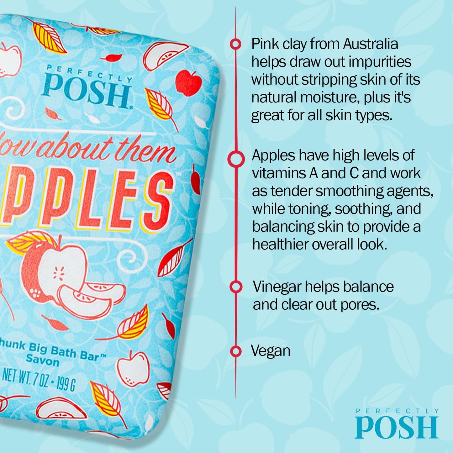 Perfectly Posh - How About Them Apples Big Bath Bar - Nourishing Soap with Cinnamon & Apple Fragrance - for Energizing Bath Time - 7oz Beauty & Personal Care Perfectly Posh