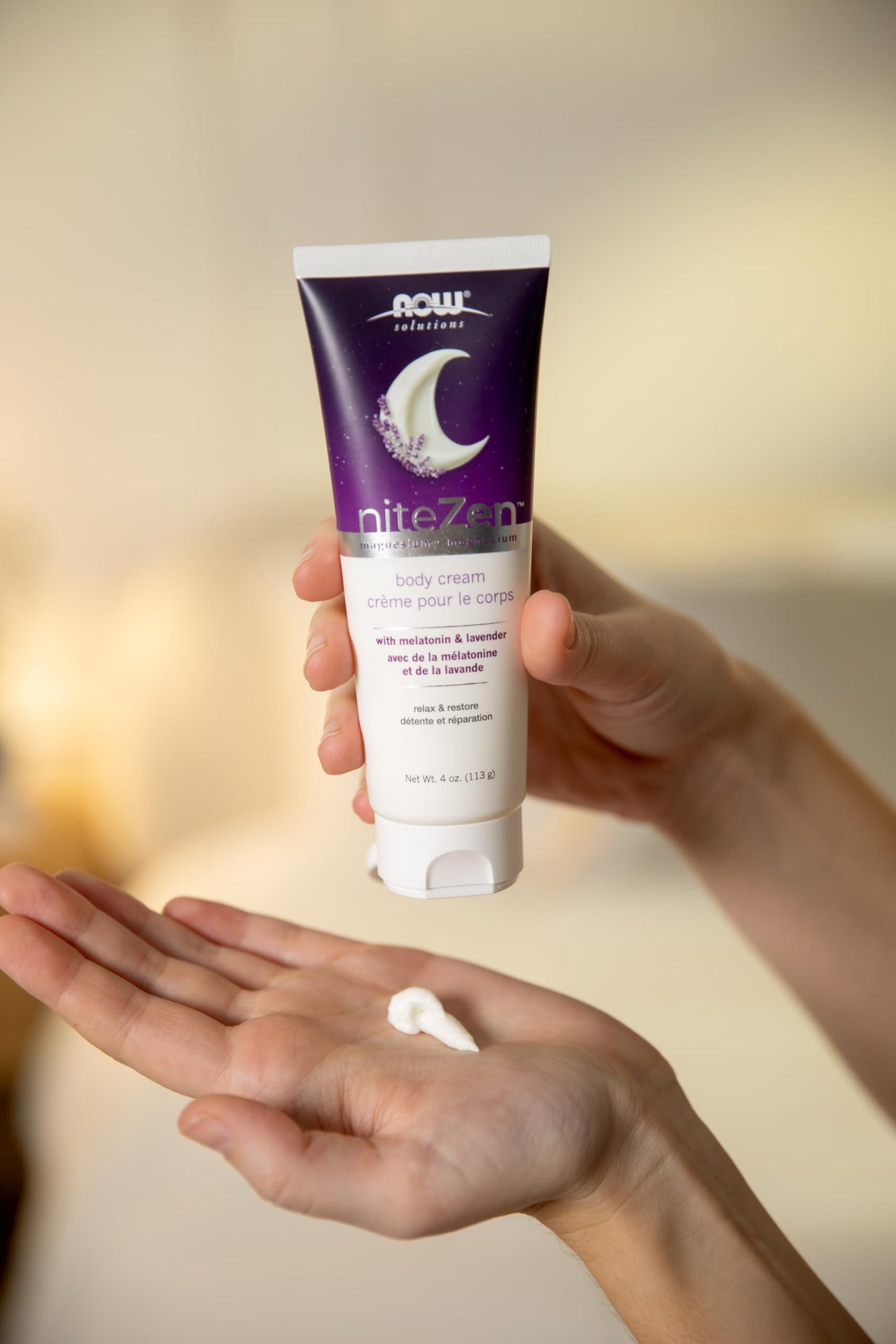 NOW Solutions, niteZen™, Magnesium body cream, with Melatonin and Lavender, 4 oz (113 g) Beauty & Personal Care NOW Foods