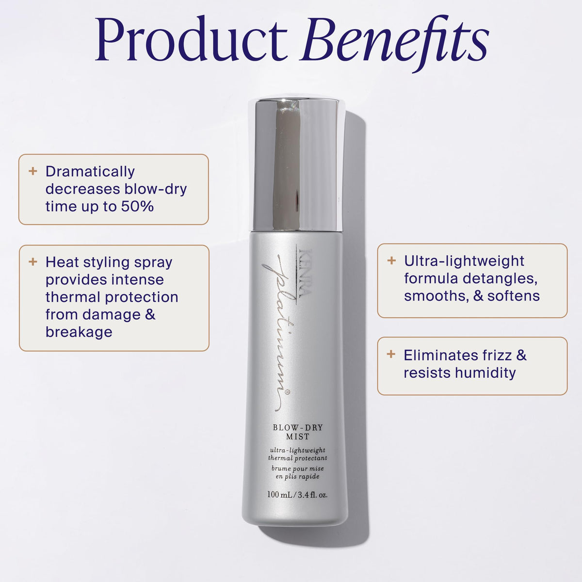 Kenra Platinum Blow-Dry Mist | Ultra-Lightweight Thermal Protectant | Detangles, Smooths, & Softens | Eliminates Frizz & Resists Humidity | Fine