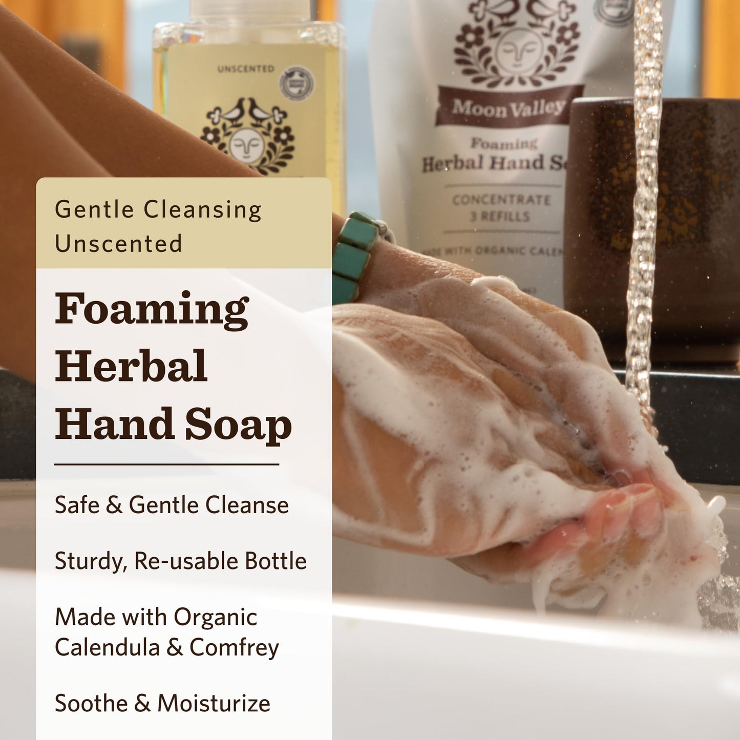 Moon Valley Herbal Foaming Hand Soap, Unscented Two Pack, Vegan, Recyclable Bottle Beauty & Personal Care Moon Valley Organics