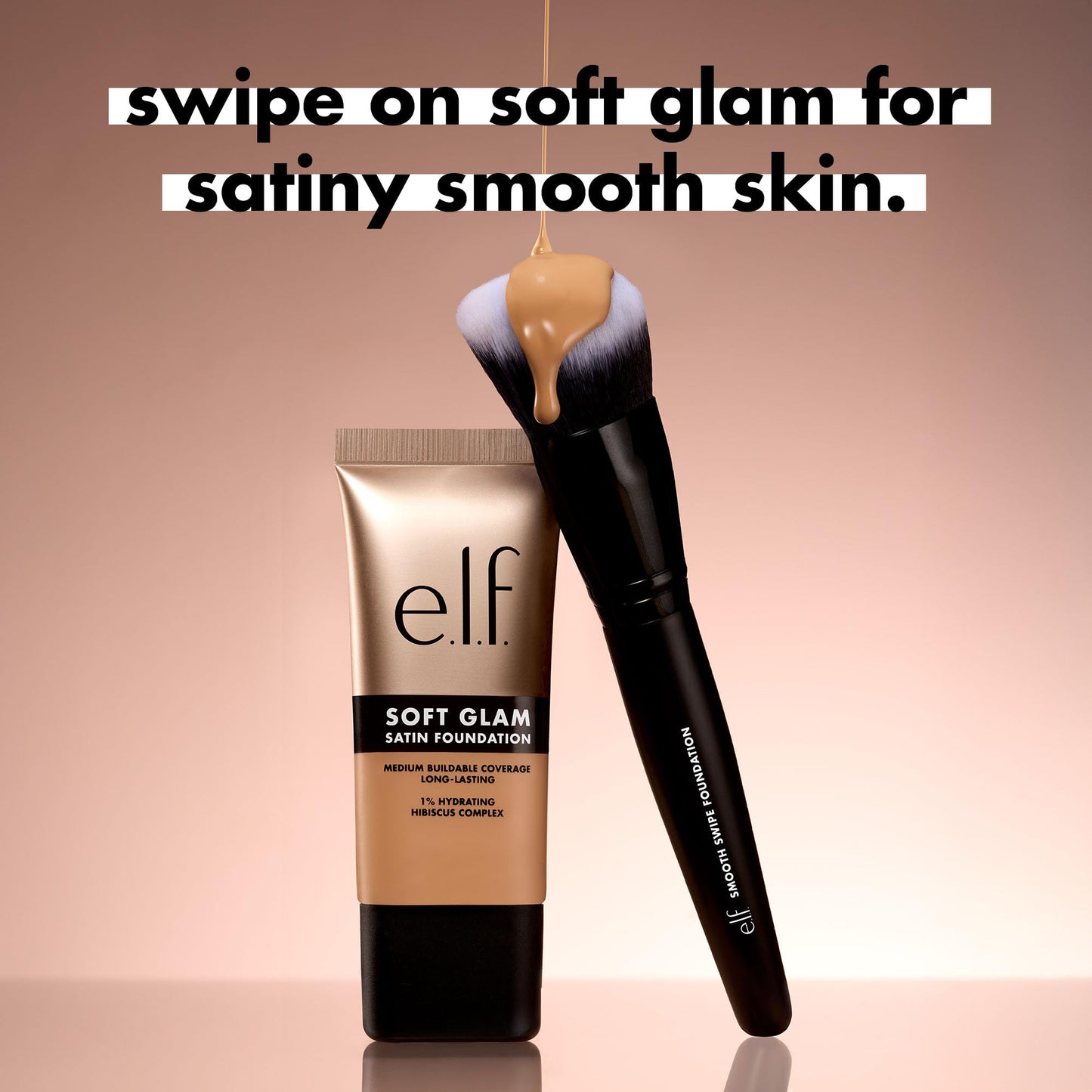 e.l.f. Smooth Swipe Foundation Brush, Face Makeup Brush For A Natural-Looking Finish, For Liquid & Cream Formulas, Vegan Beauty & Personal Care e.l.f.