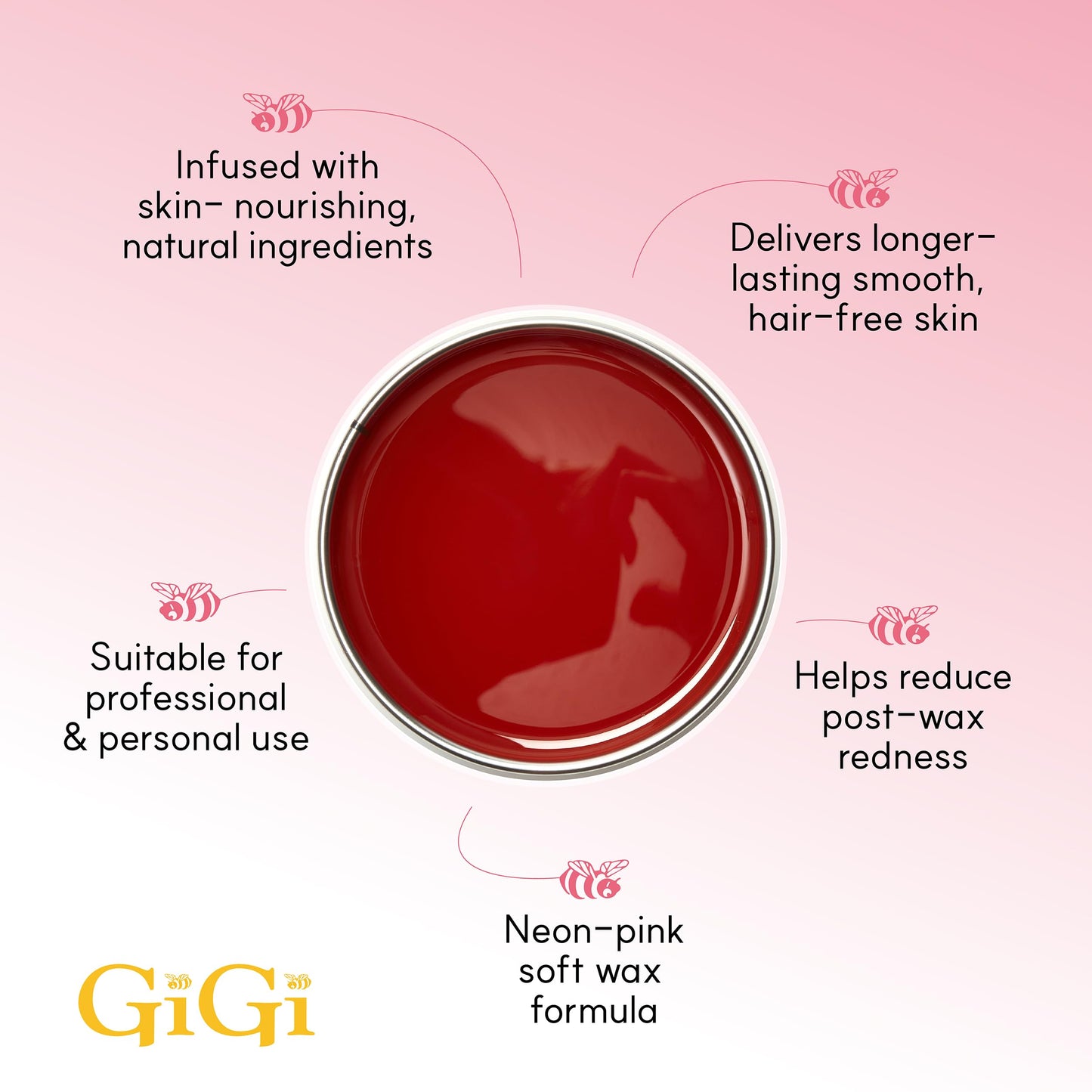 Gigi Neon Soft Wax, Watermelon - Hair Removal Wax for Sensitive Skin & Body, Salon & At-Home Waxing for Women, 14 Oz Beauty and Personal Care GIGI