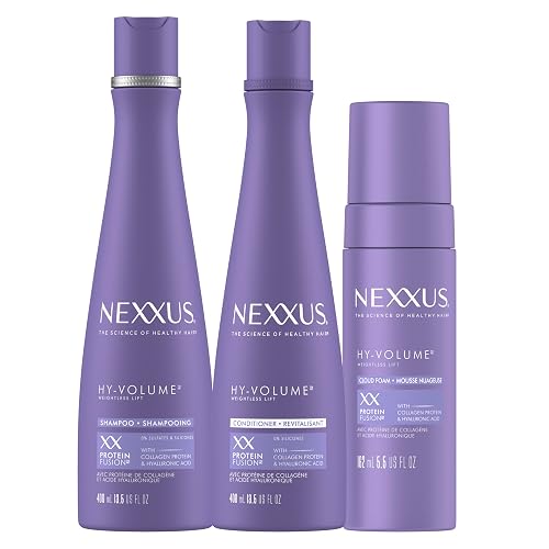 Nexxus HY-VOLUME Weightless Lift Shampoo, Conditioner & Foam 3 Pack PROTEIN FUSION with Collagen Protein & Hyaluronic Acid For Flat & Limp Hair for 48 Beauty & Personal Care Nexxus