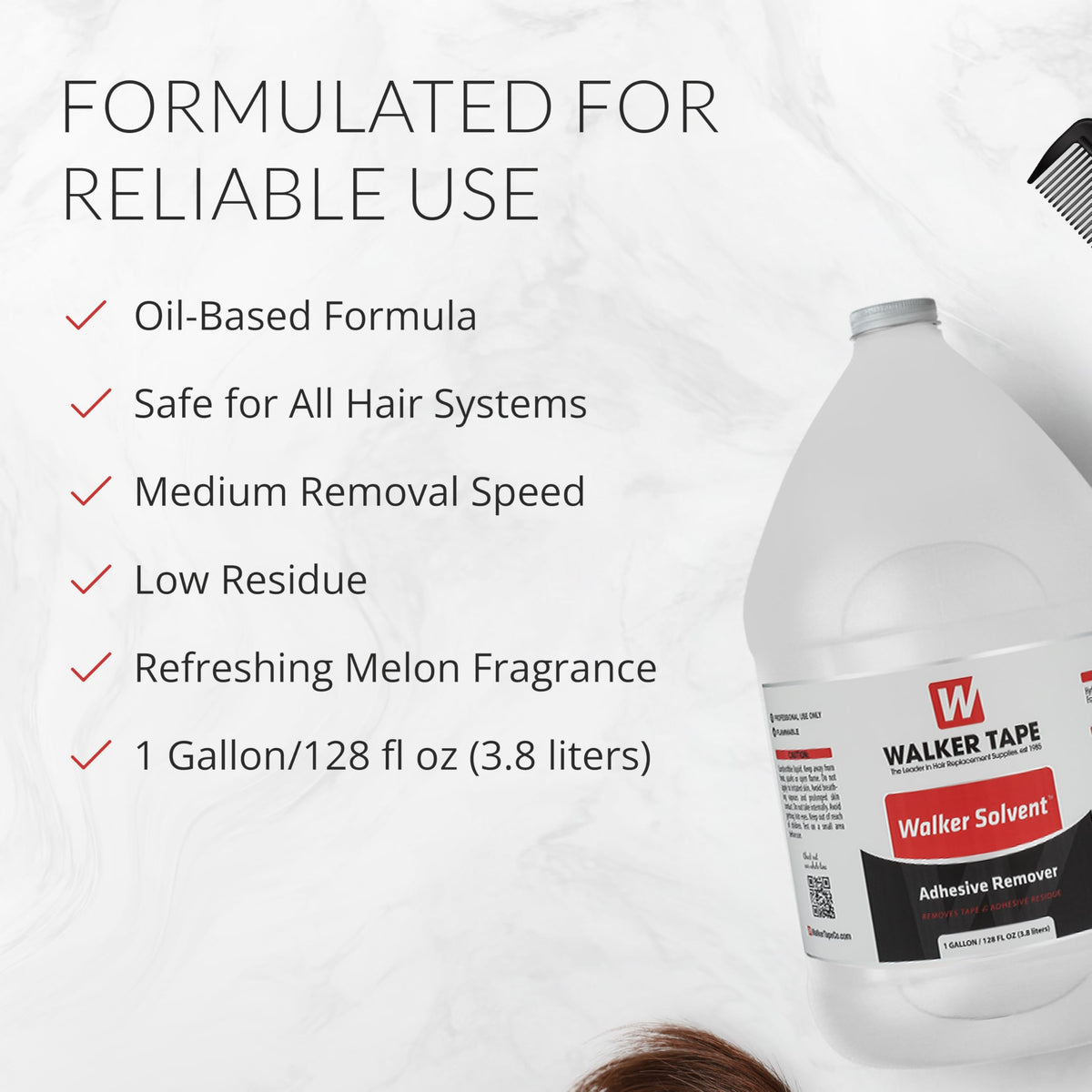 Walker Tape Walker Solvent Adhesive Remover Gallon 128 fl oz for Wig Installs, Lace Systems, Toupee Applications, Hair Tape Removal and Adhesive