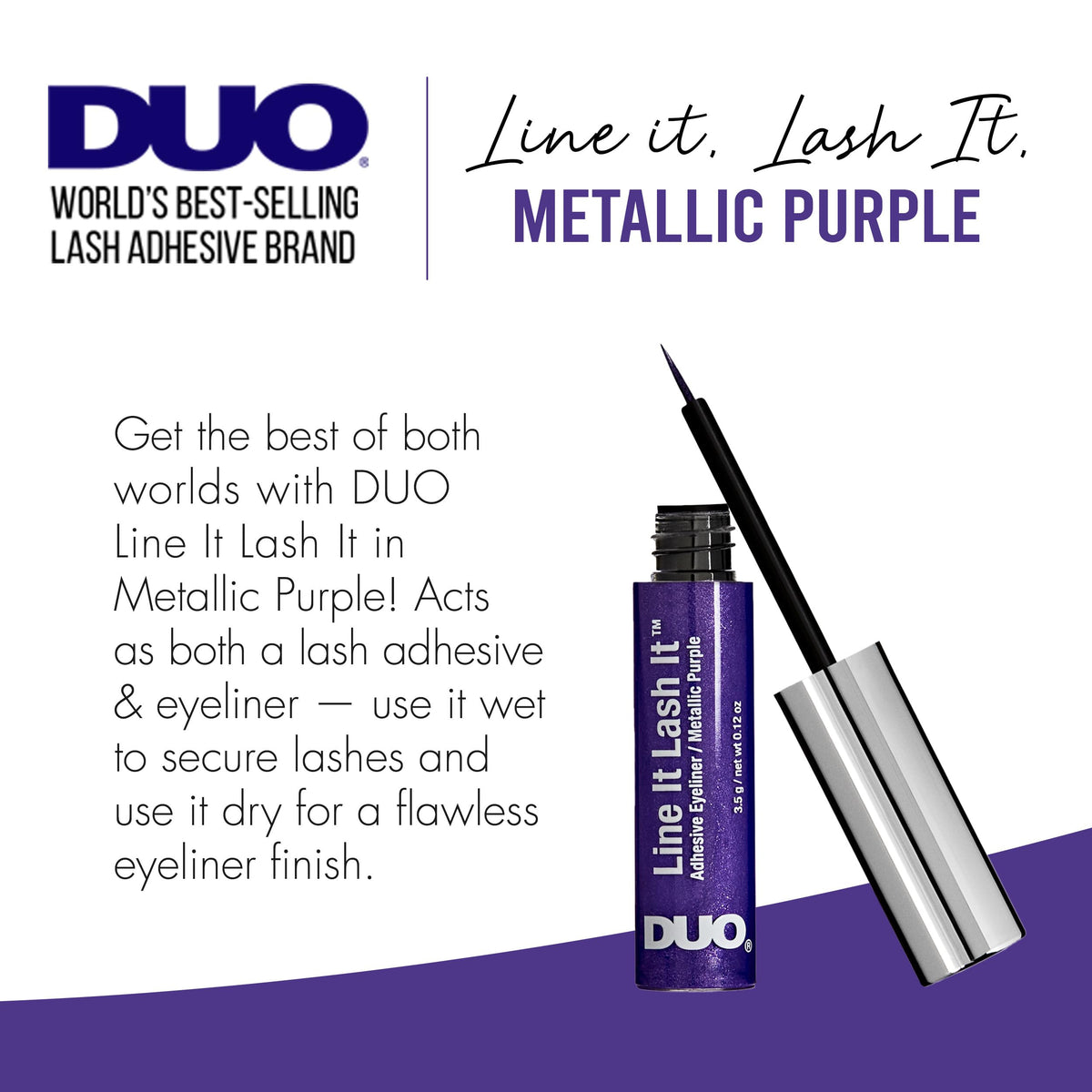 DUO Line It Lash It Adhesive Eyeliner - Metallic Purple, Waterproof, Long-Lasting Lash Glue Liner for Strip & Magnetic Lashes, 0.12 oz