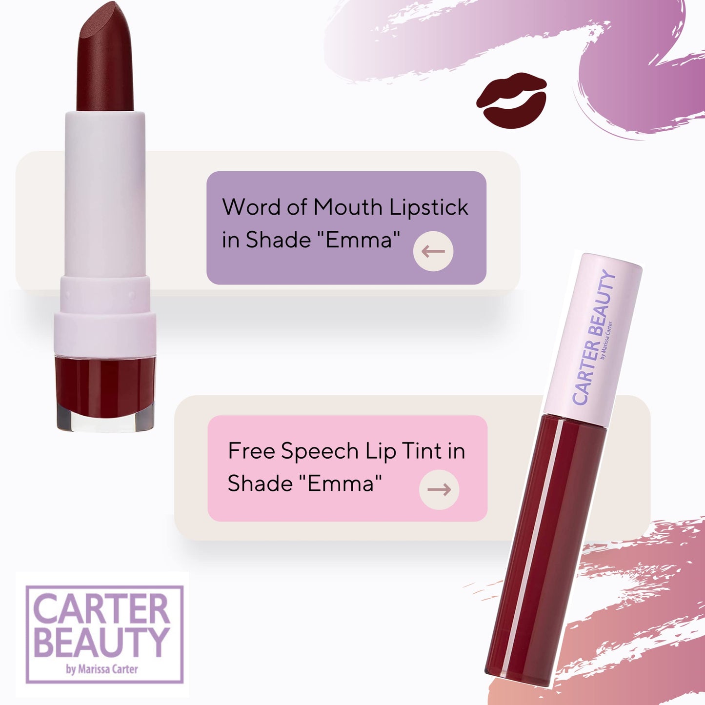 Carter Beauty Word Of Mouth Lipstick - Intense Color With A Smooth Matte Finish - Long-Lasting Comfortable Wear - Can Be Used With Free Speech Lip Beauty & Personal Care Carter Beauty