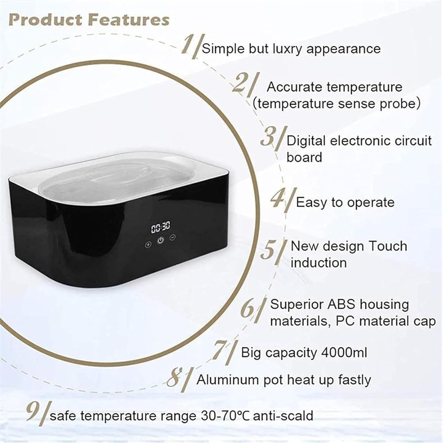 RENJJPBO Hand & Feet Parafin Wax Warmer, Paraffin Wax Warmer Moisturizing Kit, Capacity 4000ML, Temperature 30-70?, Intelligent Temperature Control Beauty and Personal Care RENJJPBO