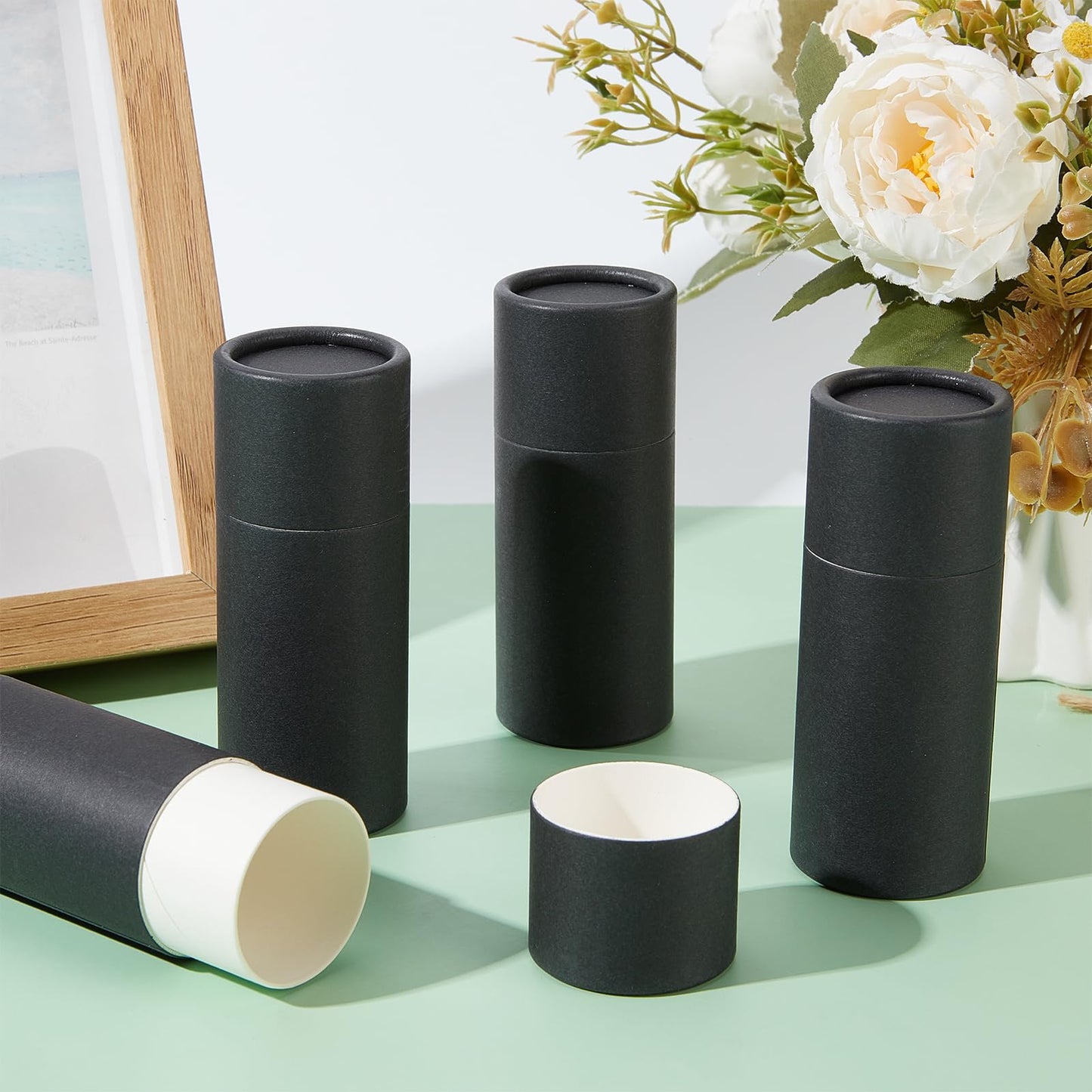 NICENEEDED 5 Pcs 2.1 oz Cardboard Deodorant Containers, Push-Up Style Tubes Empty Kraft Paperboard Tubes, Lip Balm Containers Compostable Round Body Beauty and Personal Care NICENEEDED