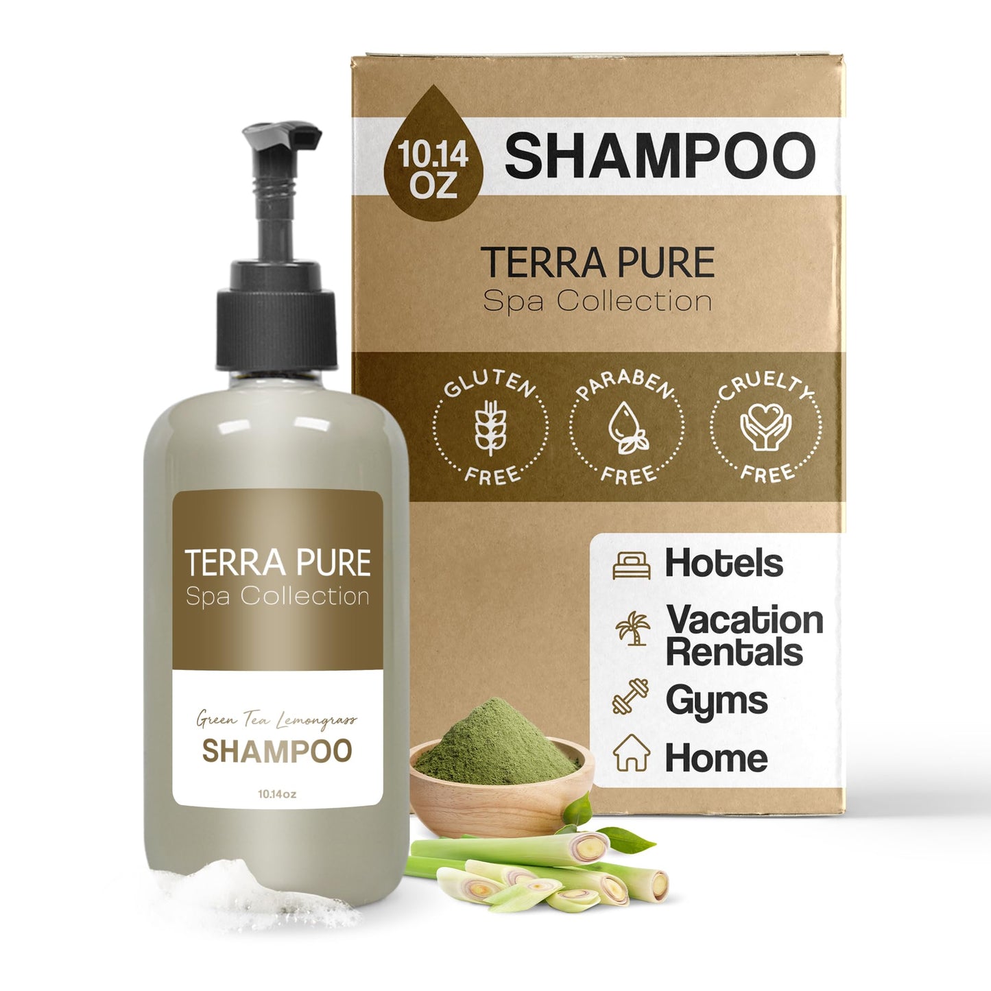 Terra Pure Shampoo | Spa Collection | Hotel Amenities in Pump Bottle | 10.14 oz. / 300 ml (Single Bottle) Beauty & Personal Care Terra Pure