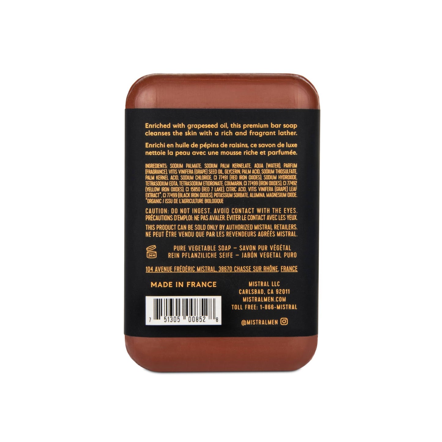 Mistral Mahogany Rum Luxury Bar Soap for Men | Men’s Natural Soap Bar | Paraben, Phthalates Free | Moisturizing & Triple-Milled Natural Soap for Men Beauty & Personal Care Mistral