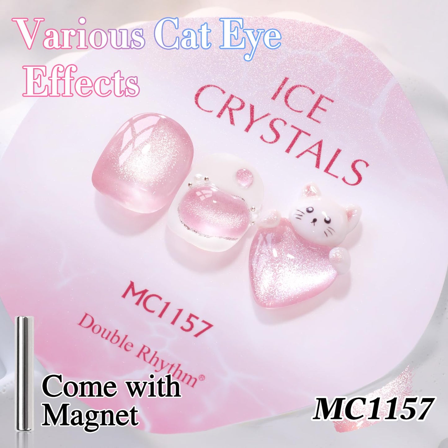 Double Rhythm 0.5 Oz Cat Eye Gel Polish with Magnet Same Color Same Bottle Holographic Glitter Shimmer Translucent Color Salon 15 ML Magnetic Nail Art Beauty and Personal Care Double Rhythm