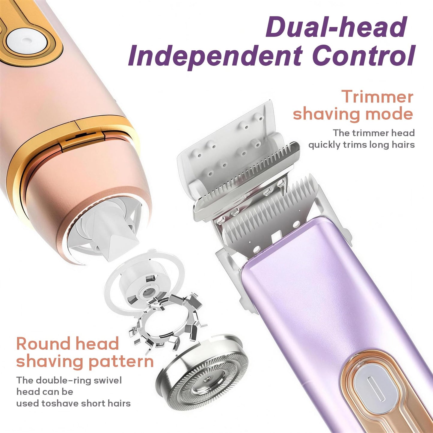 Bikini Trimmer for Women, Waterproof Electric Razors for Women with Dual Head Design,Painless Bikini Shaver & Womens Electric Razor for Face & Body Beauty and Personal Care wurgocy