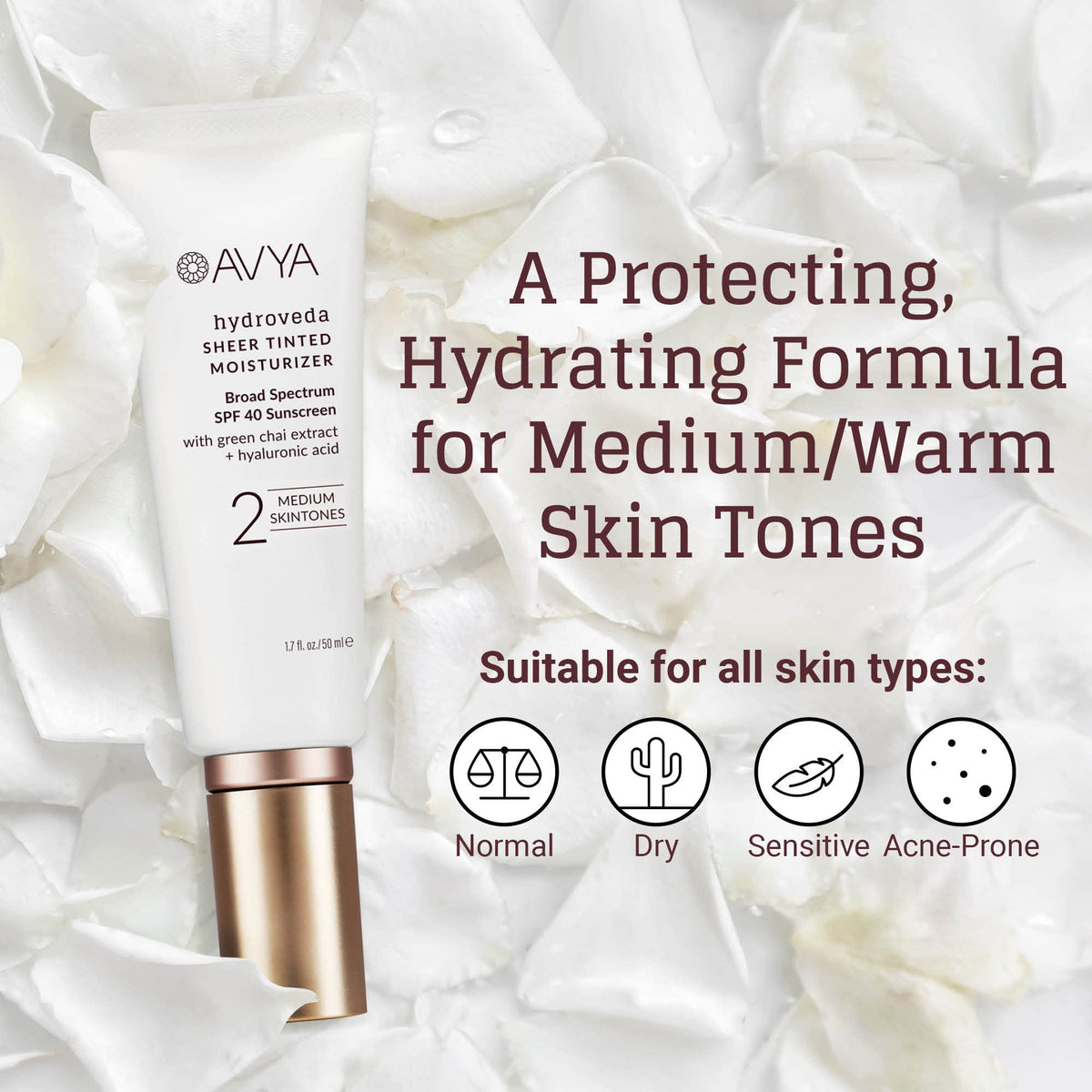 AVYA Skincare SPF 40 Tinted Moisturizer, Medium #2, 1.7oz