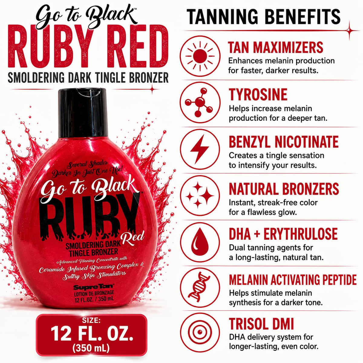 Go To Black Ruby Red Smoldering Dark Tingle DHA Bronzer 12oz