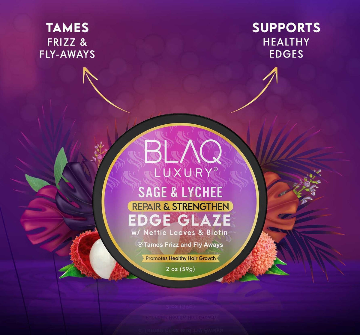 Blaq Luxury Sage & Lychee Repair and Strengthen Edge Glaze - 2oz Beauty & Personal Care Blaq Luxury