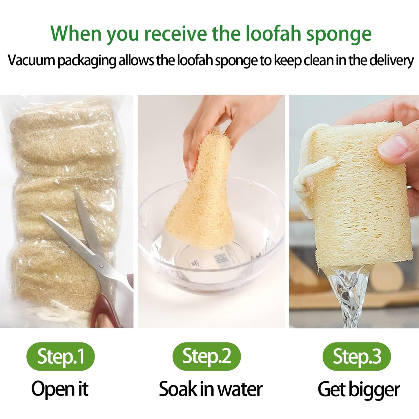 FRTIM Natural Loofah Sponge, Organic Bath Loofah Pack, Lufas Exfoliating Body Scrubber, Loofas Sponges Shower Loofah for Women and Men, Skin SPA Beauty & Personal Care FRTIM