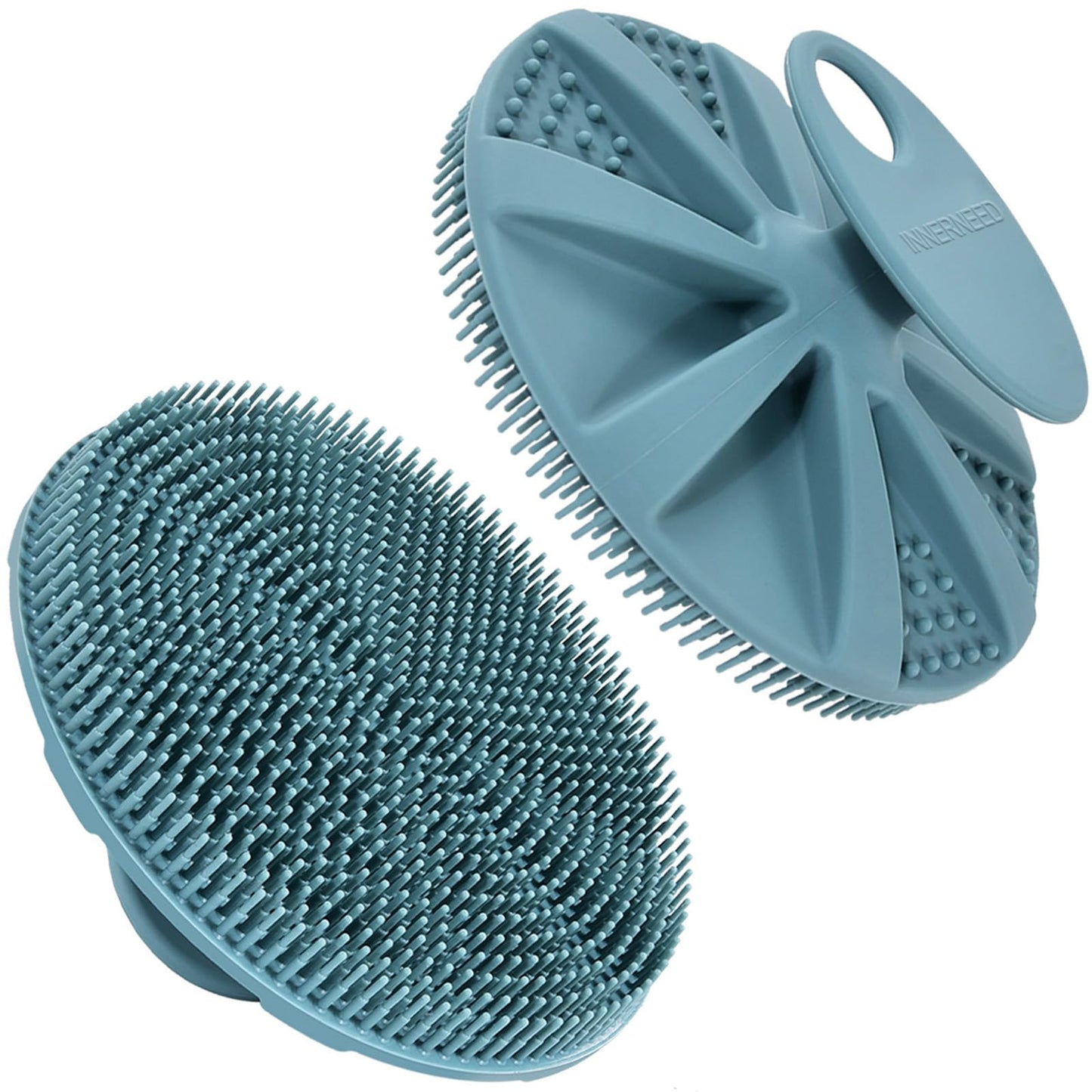 INNERNEED Food-Grade Soft Silicone Body Scrubber Shower Brush Handheld Cleansing Skin Brush, Gentle Exfoliating and Lather Well (Dark Green) Beauty and Personal Care INNERNEED