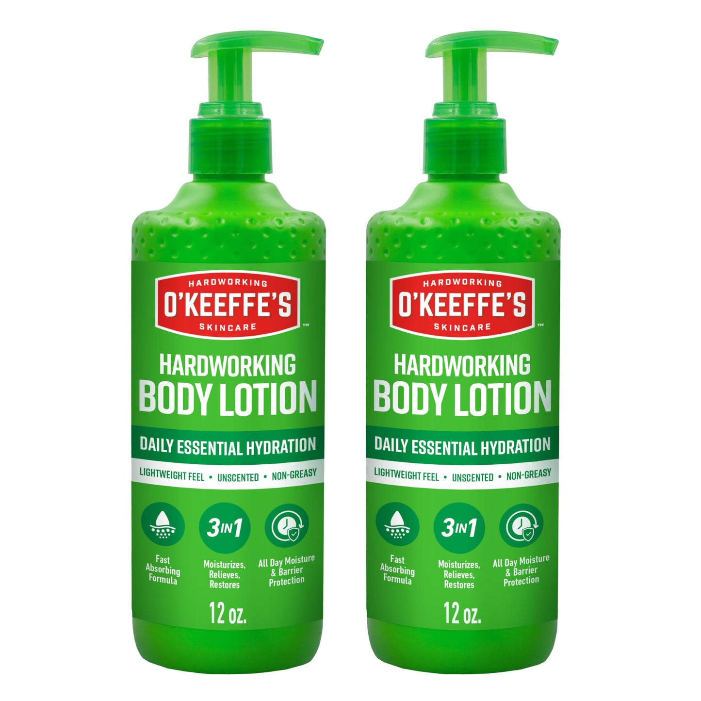 O’Keeffe’s Hardworking Body Lotion, Deep Hydration for Extremely Dry & Cracked Skin, 12 oz Pump (2 Pack), Fragrance-Free & Hypoallergenic, Non-Greasy Beauty & Personal Care O'Keeffe's