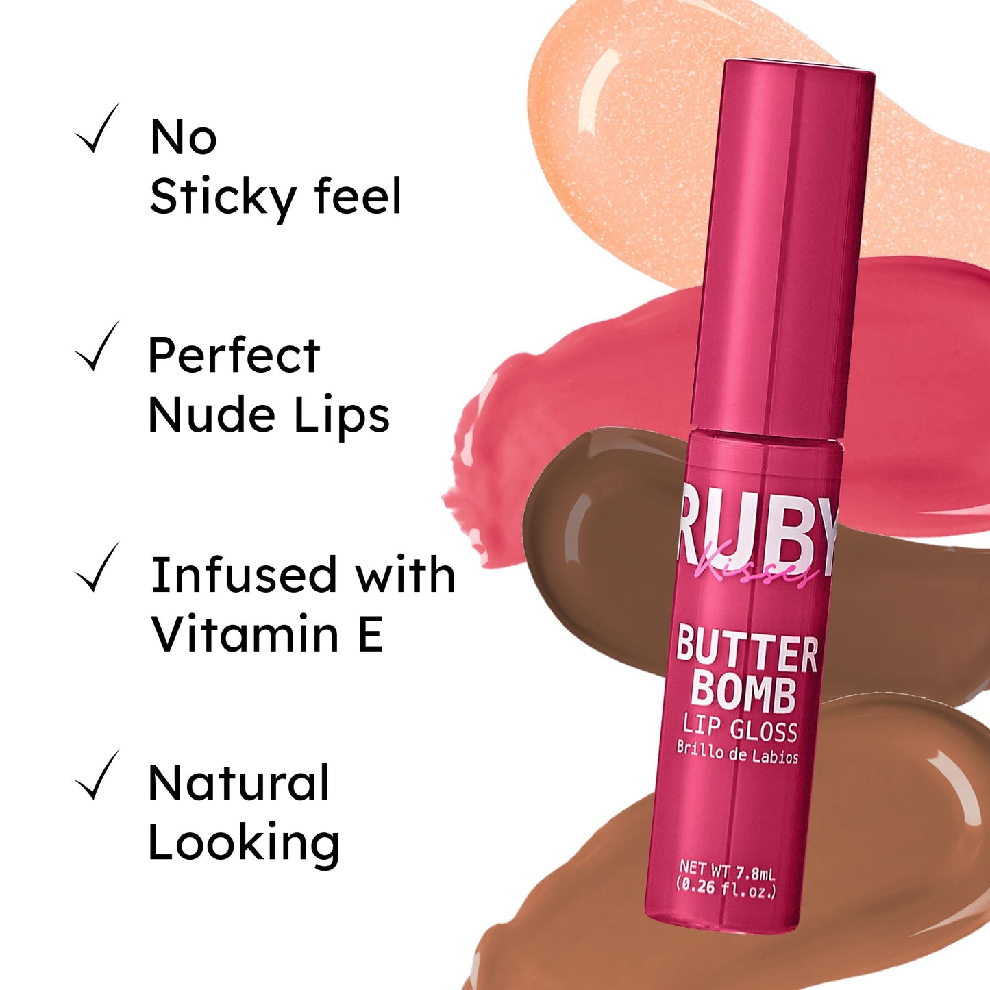 Ruby Kisses Butter Bomb Lip Gloss, High-Shine Non-Sticky Hydrating Plumping Beauty & Personal Care Ruby Kisses